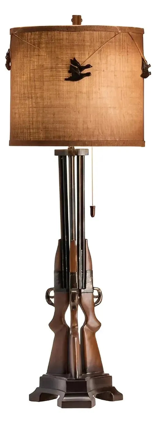 Resting Rifles Table Lamps (2-Pack), Brown, Rustic