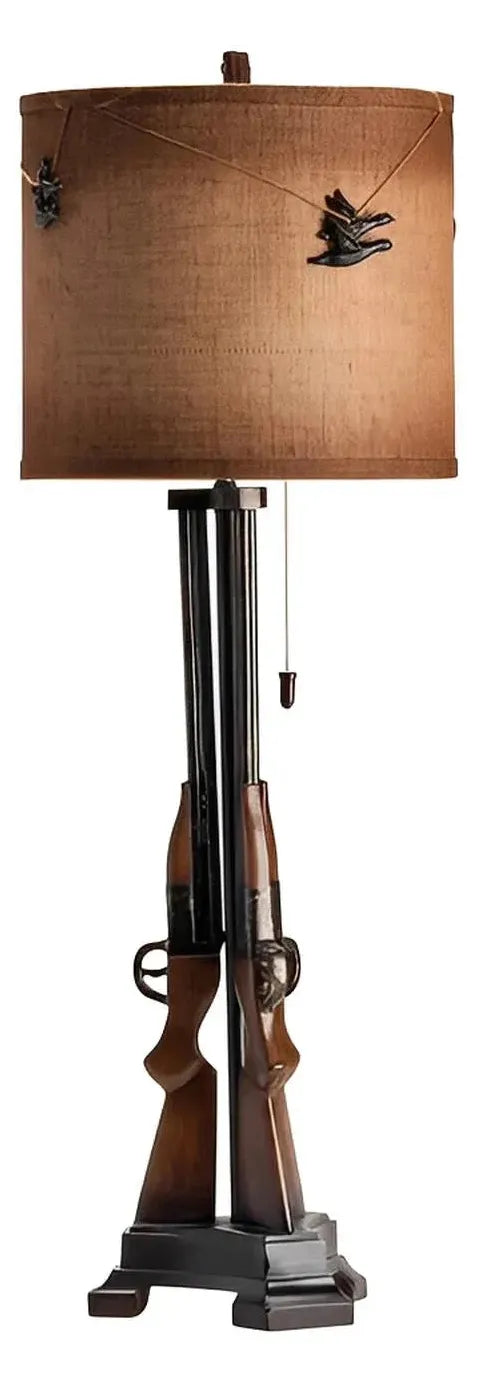Resting Rifles Table Lamps (2-Pack), Brown, Rustic
