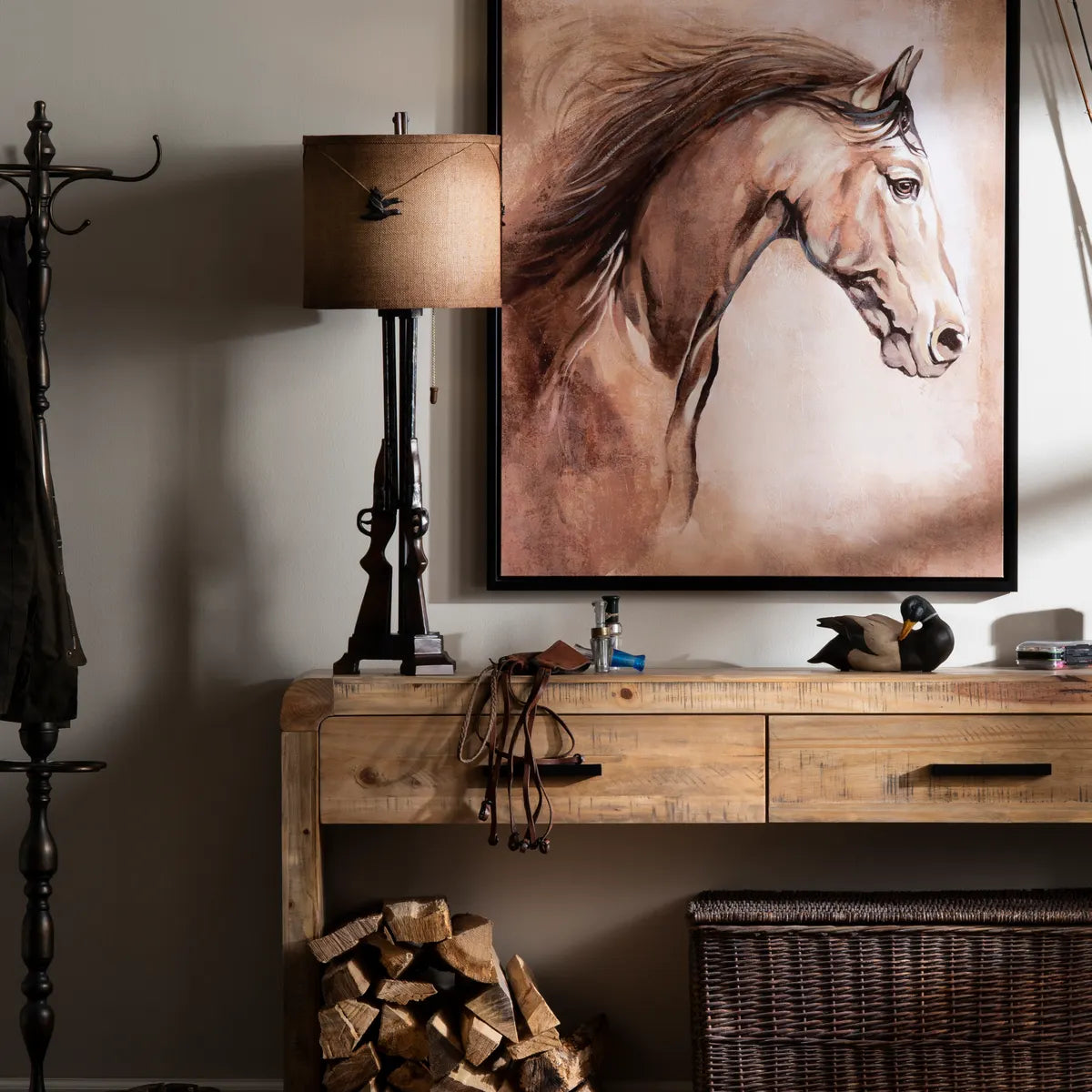 Resting Rifles Table Lamps (2-Pack), Brown, Rustic