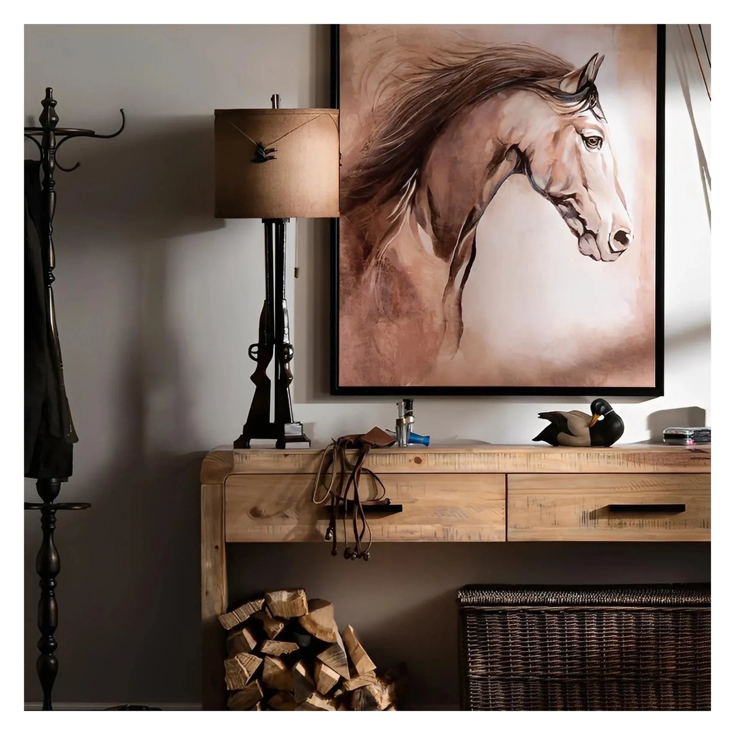 Resting Rifles Table Lamps (2-Pack), Brown, Rustic