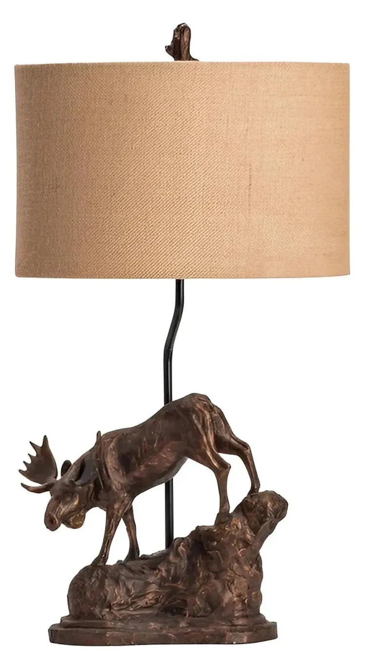 Descending Moose of Saratoga Table Lamps (2-Pack), Brown, Rustic
