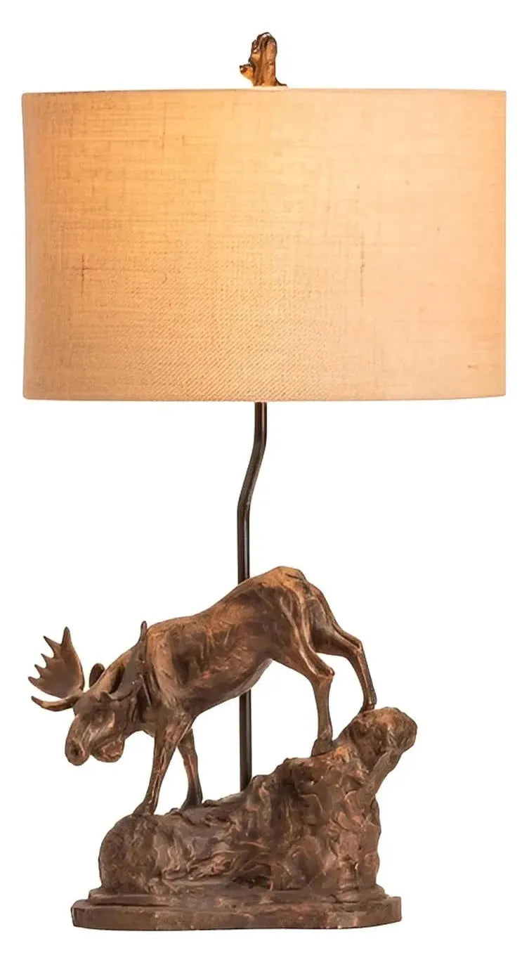 Descending Moose of Saratoga Table Lamps (2-Pack), Brown, Rustic