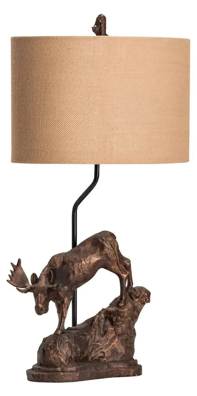 Descending Moose of Saratoga Table Lamps (2-Pack), Brown, Rustic