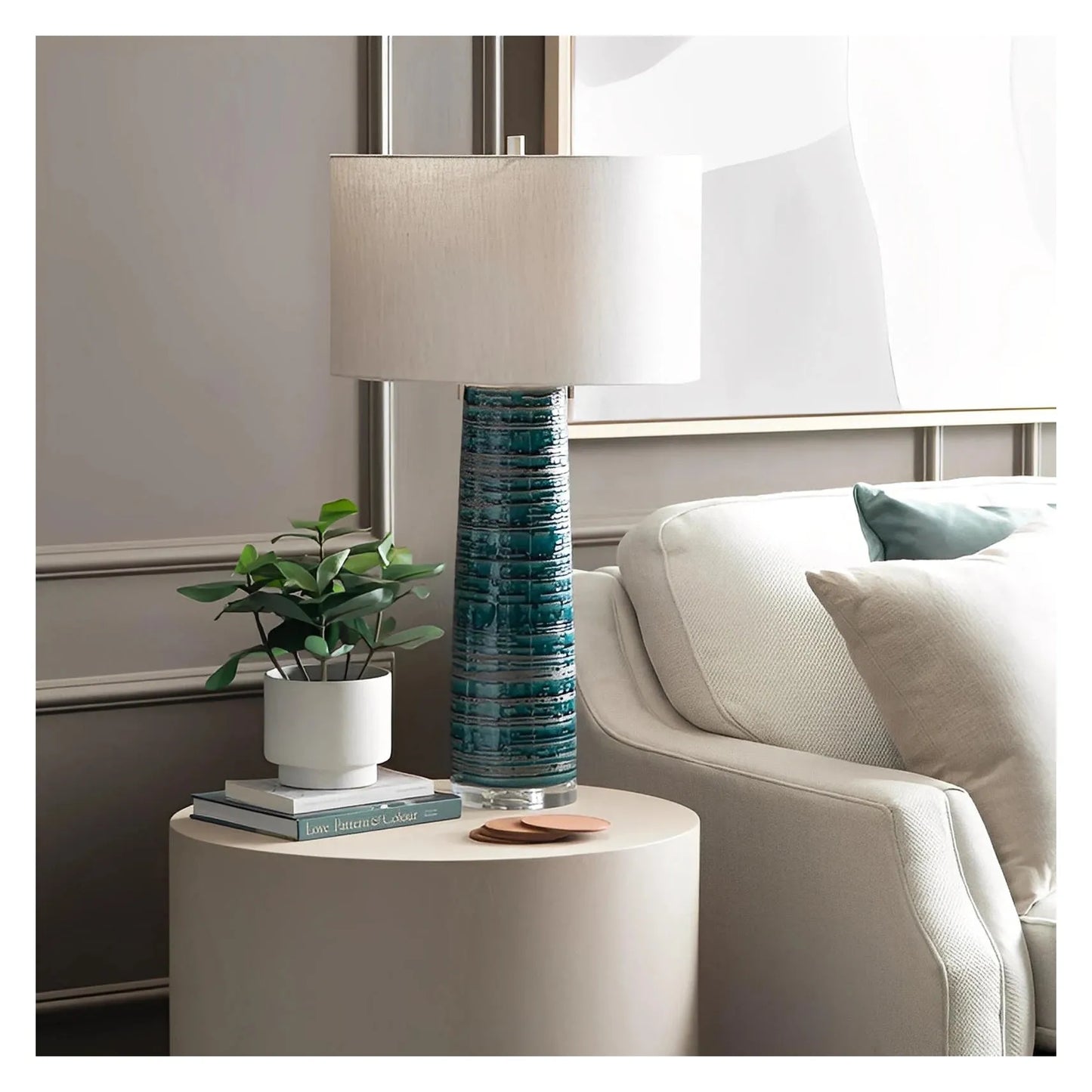 Elnath of Marblehead Harbor Table Lamps (2-Pack), Green, Contemporary