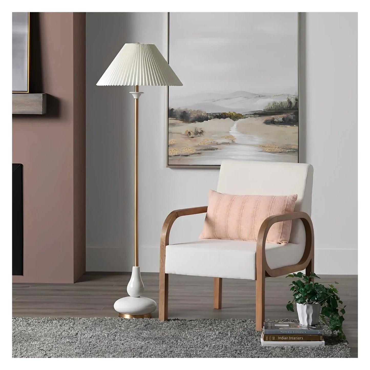 Nihal of Silverbrook Floor Lamp, White, Transitional