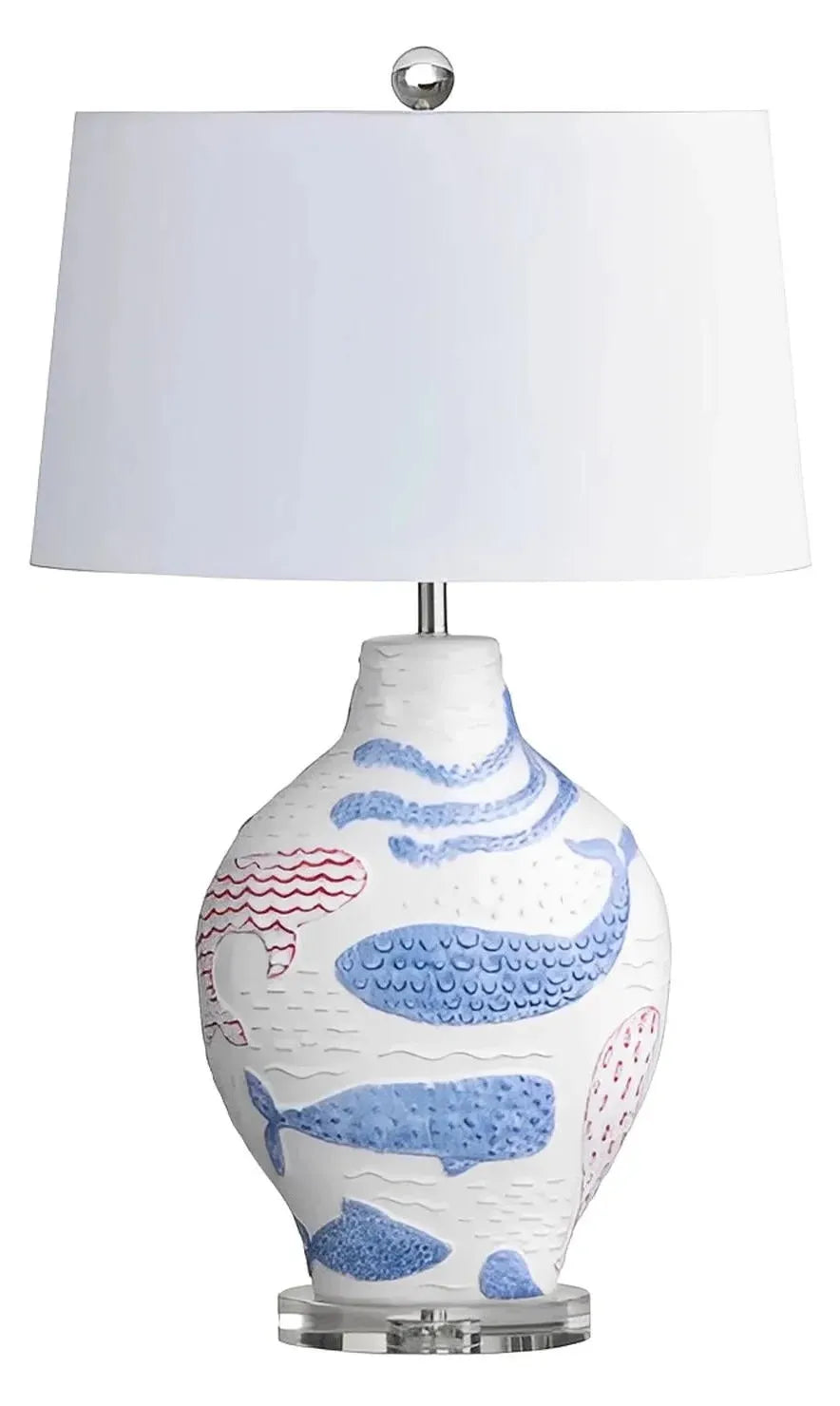 Achernar of Stowe Table Lamps (2-Pack), White, Coastal, Whale, Octopus, Fish