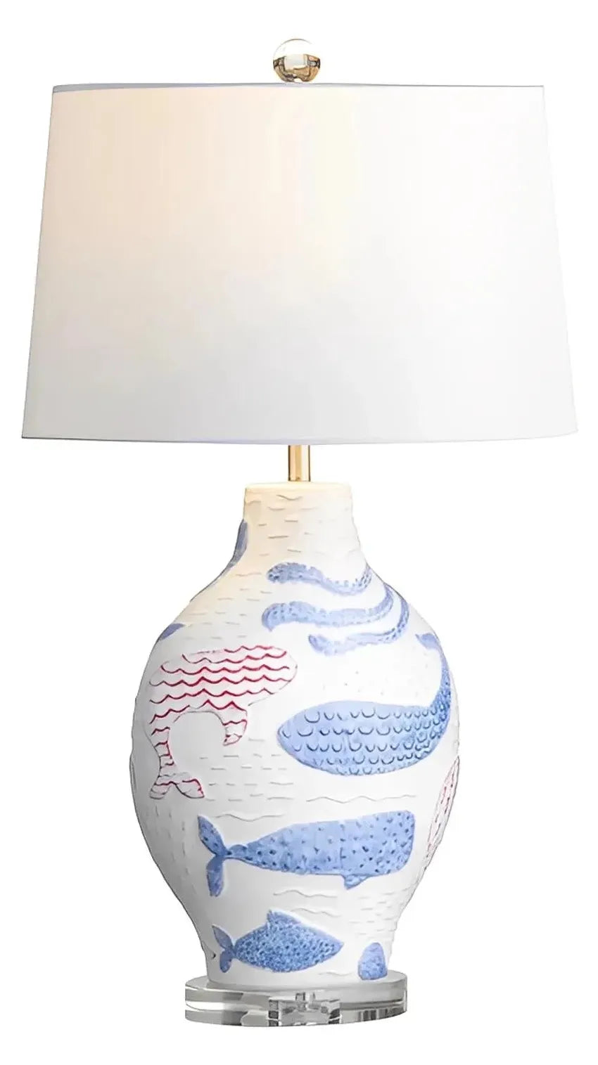 Achernar of Stowe Table Lamps (2-Pack), White, Coastal, Whale, Octopus, Fish