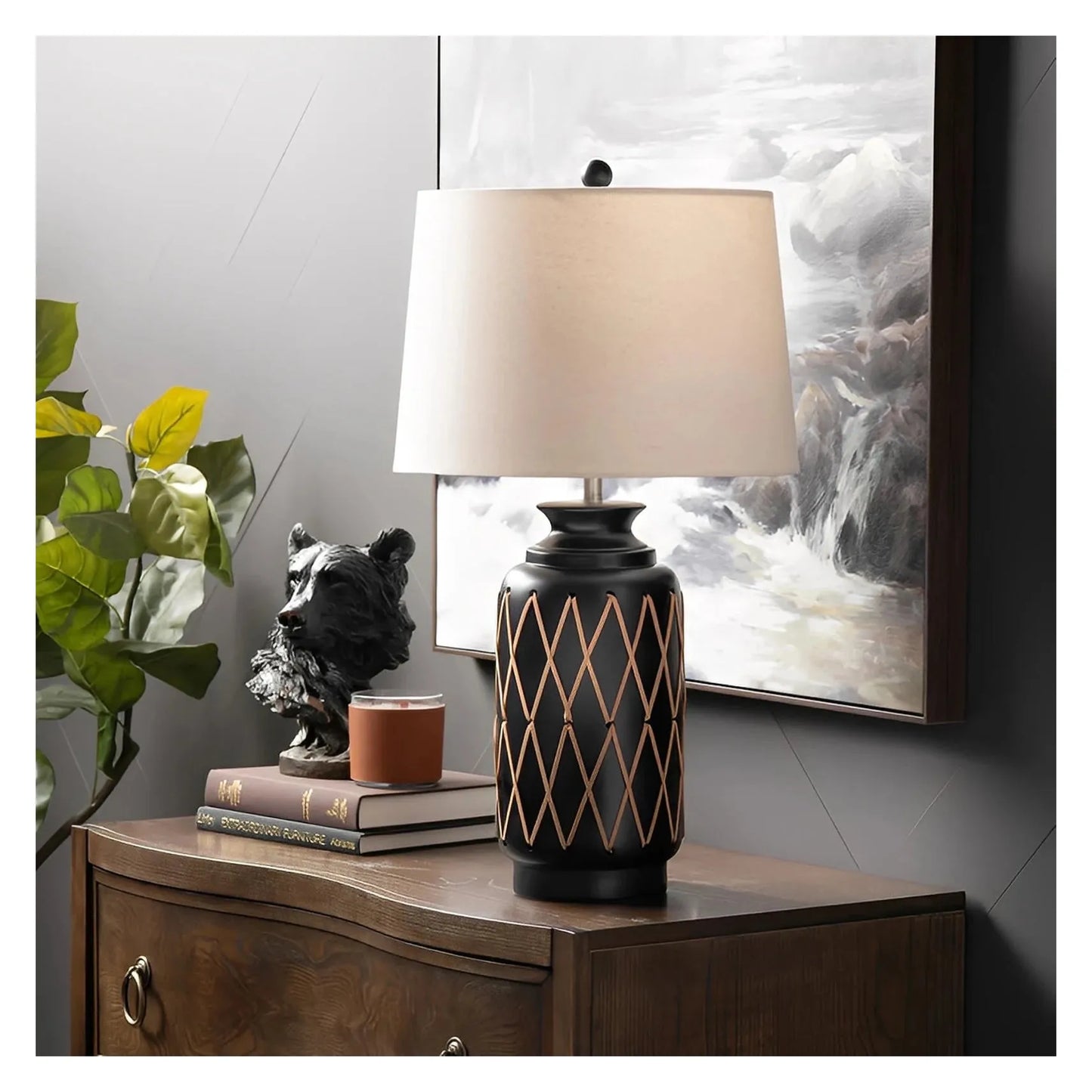 Altair of Elmwood Table Lamps (2-Pack), Black, Rustic