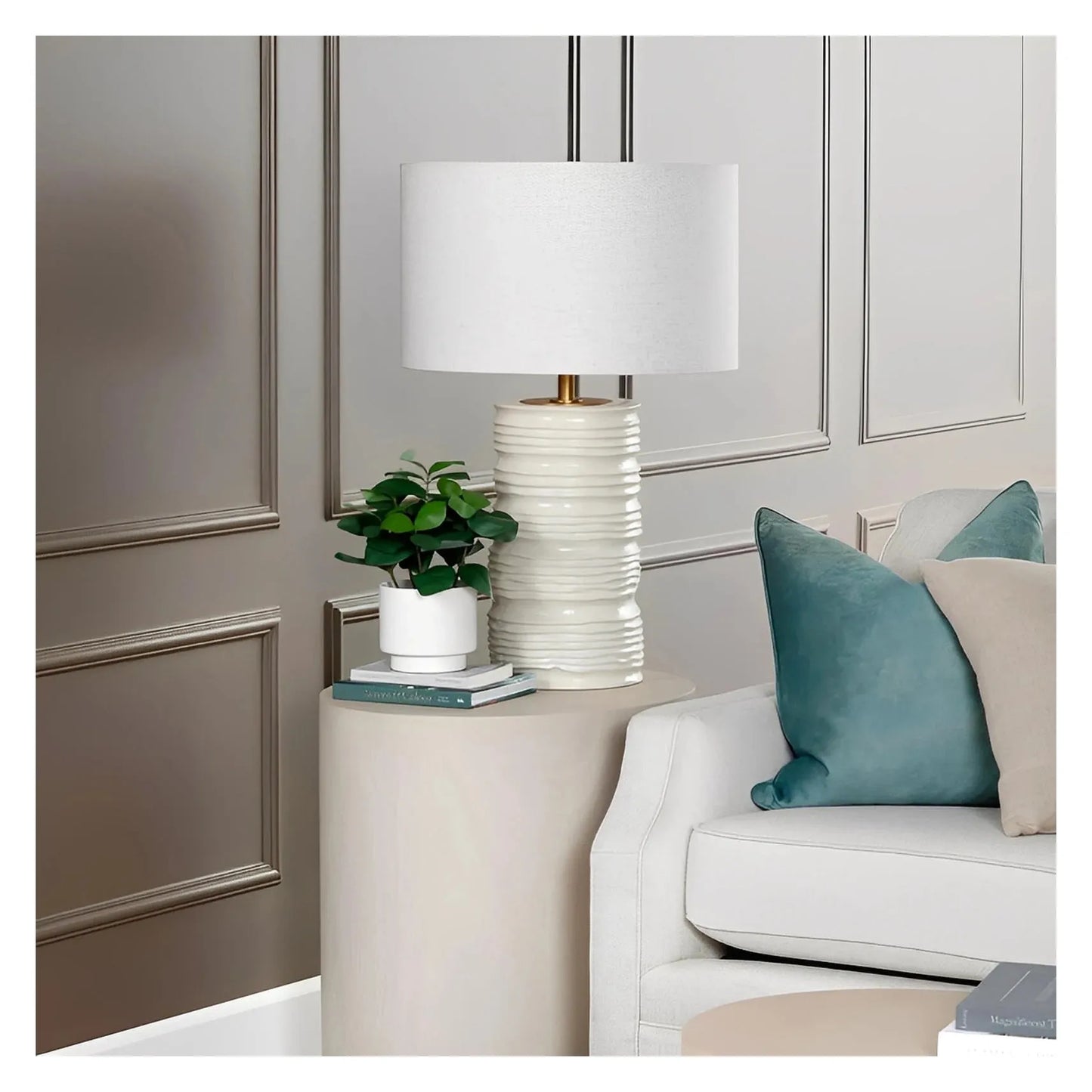 Corvus of Lewiston Table Lamps (2-Pack), Beige, Transitional