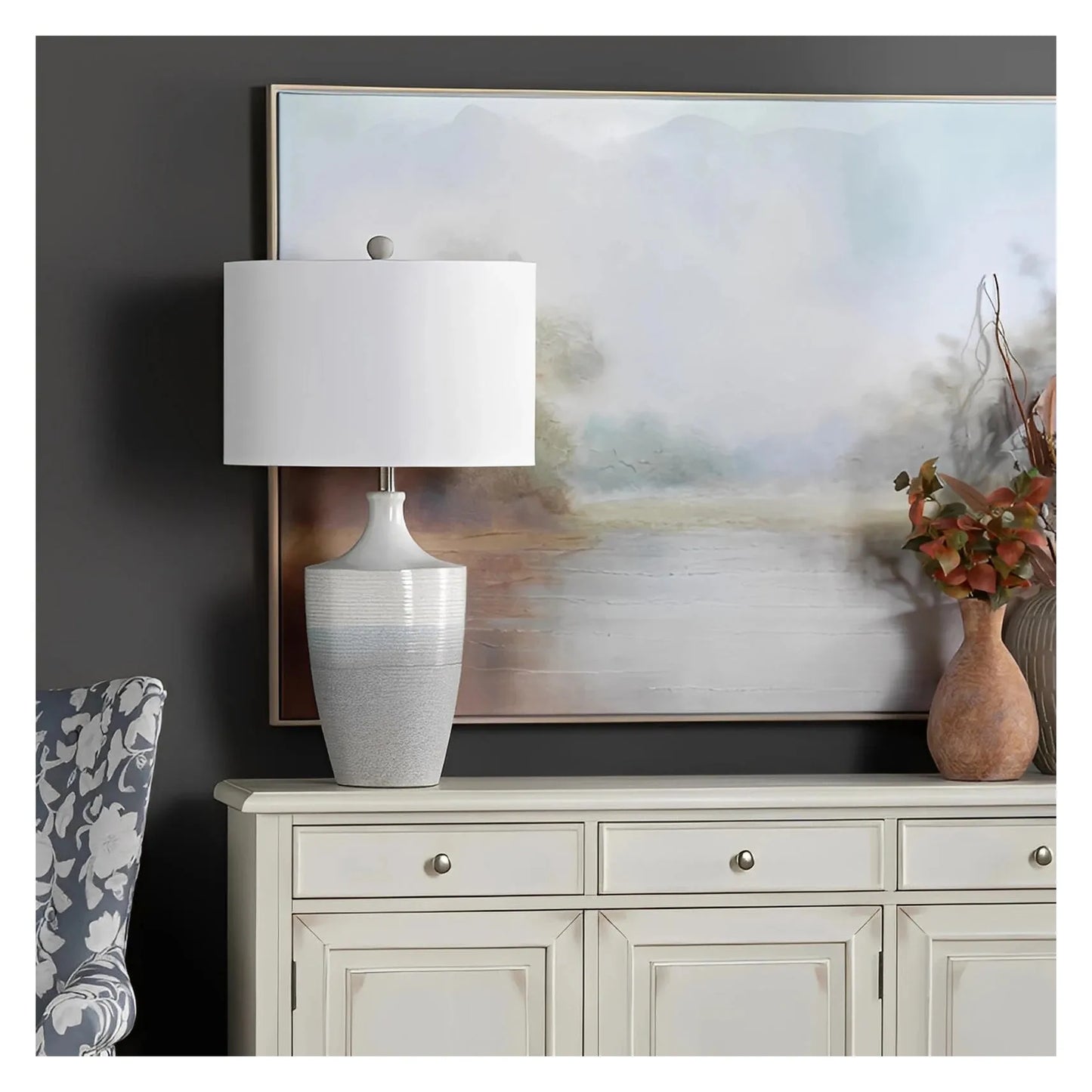 Sabik of Penobscot Table Lamps (2-Pack), Grey, Rustic