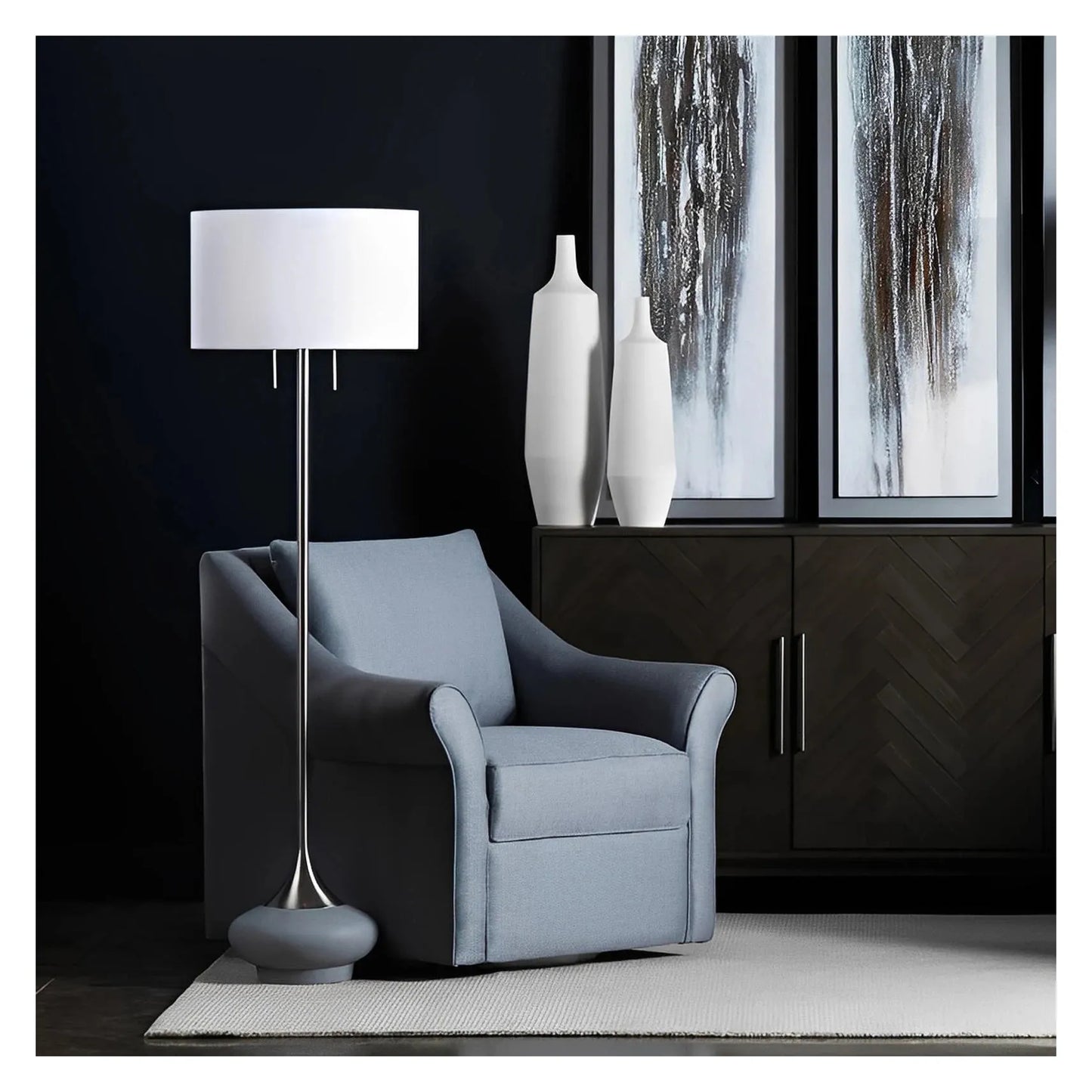 Elnath of Bangor Floor Lamp, Grey, Contemporary