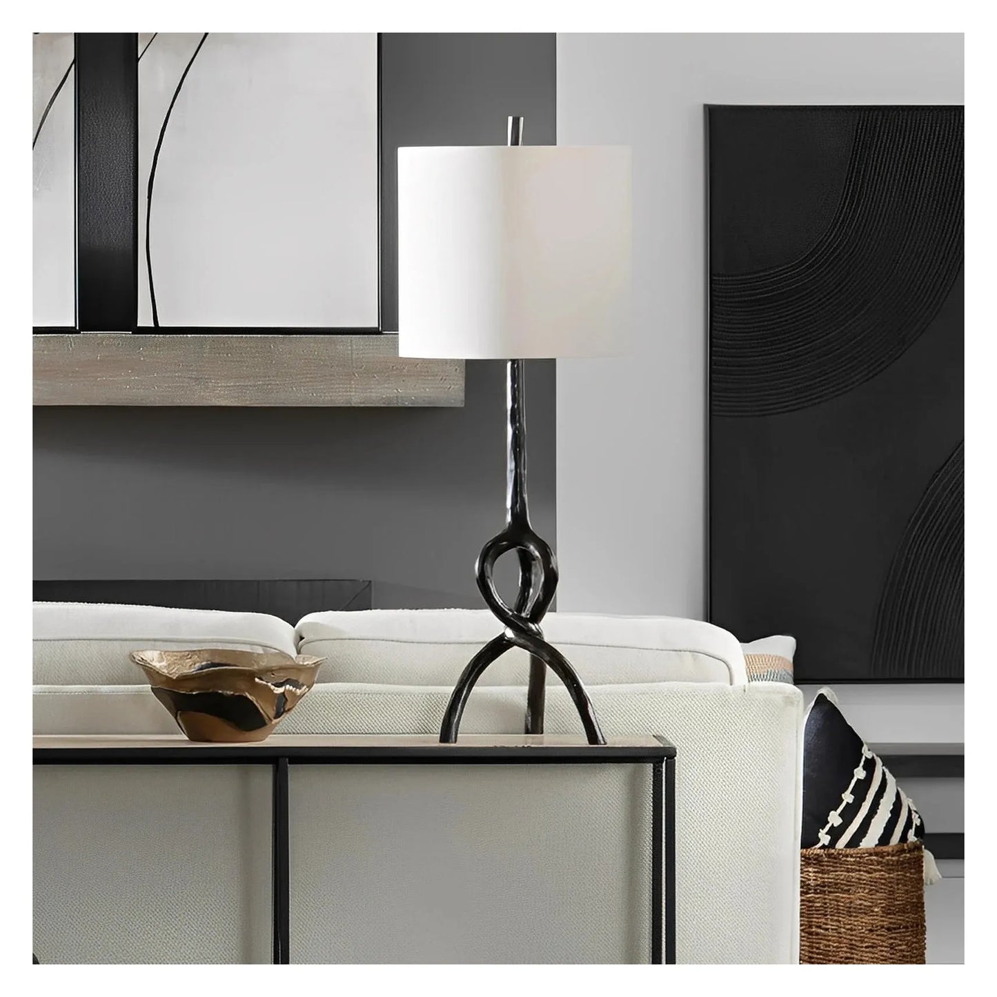 Thuban of Old Orchard Table Lamps (2-Pack), Black, Contemporary