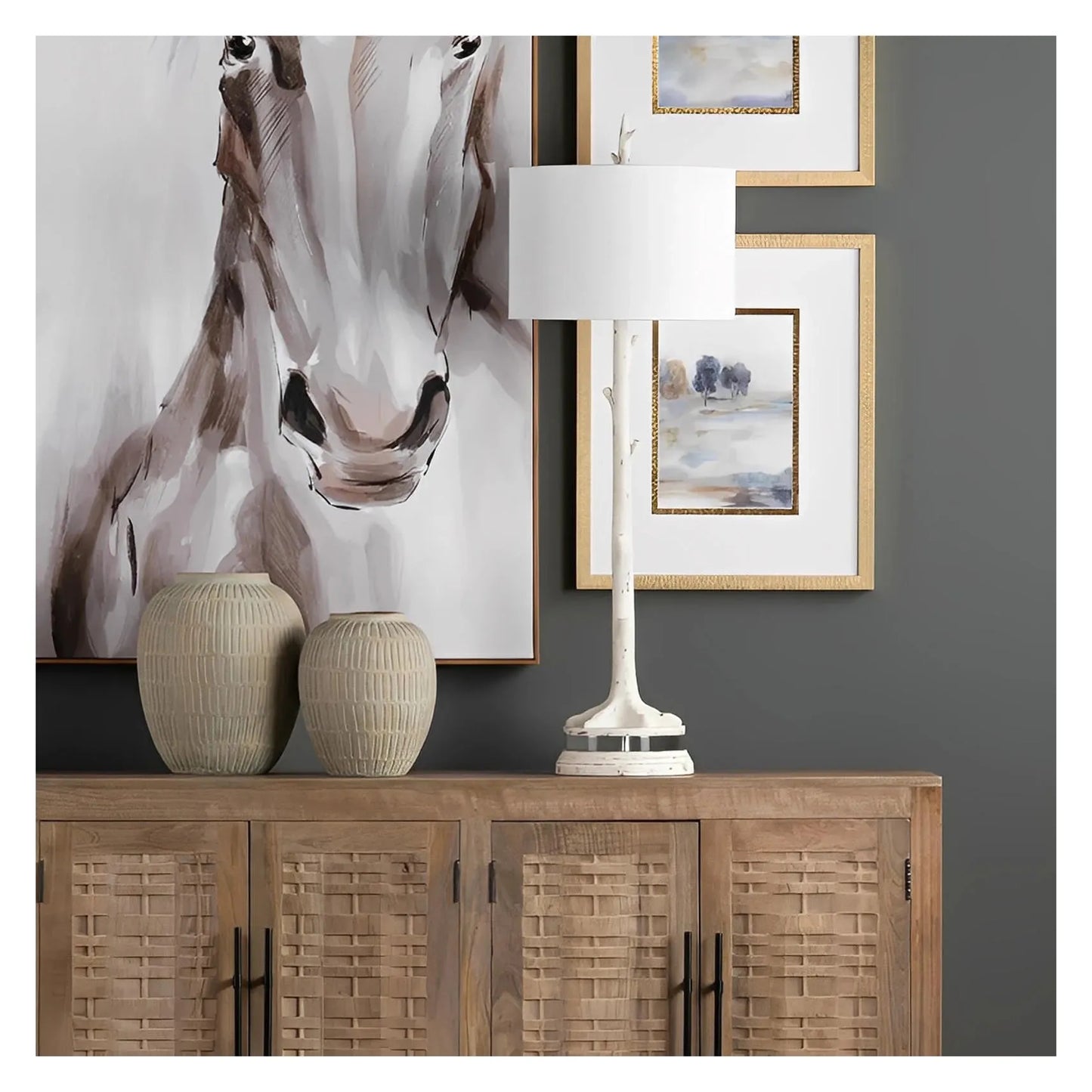 Naos of Old Orchard Table Lamp (2-Pack), White, Rustic