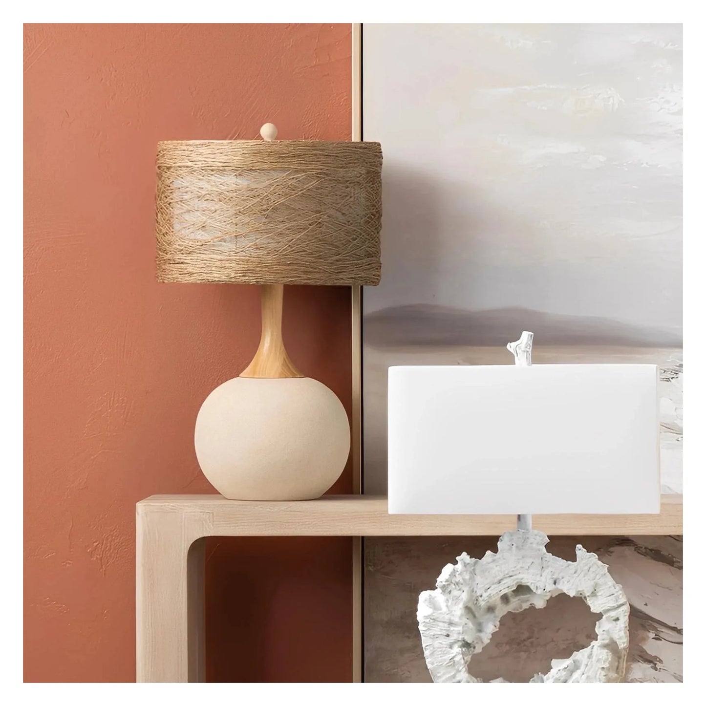 Mintaka of Oakridge Table Lamps (2-Pack), Tan, Coastal