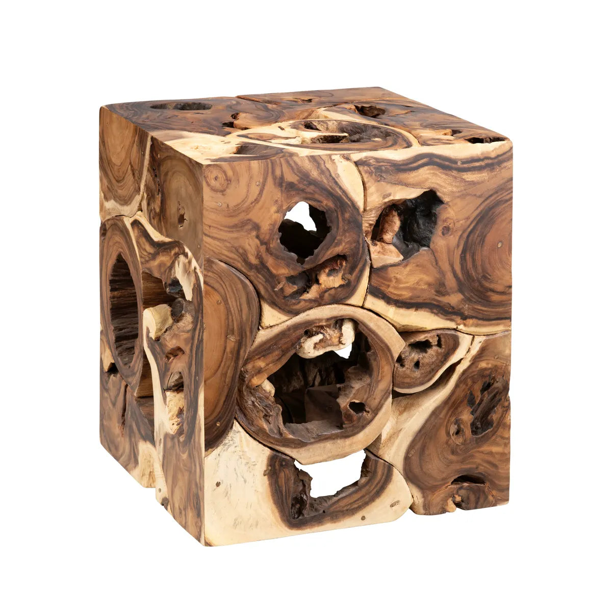Ashcroft Organic Root Cube End Table – Natural Teak (Set of 2)