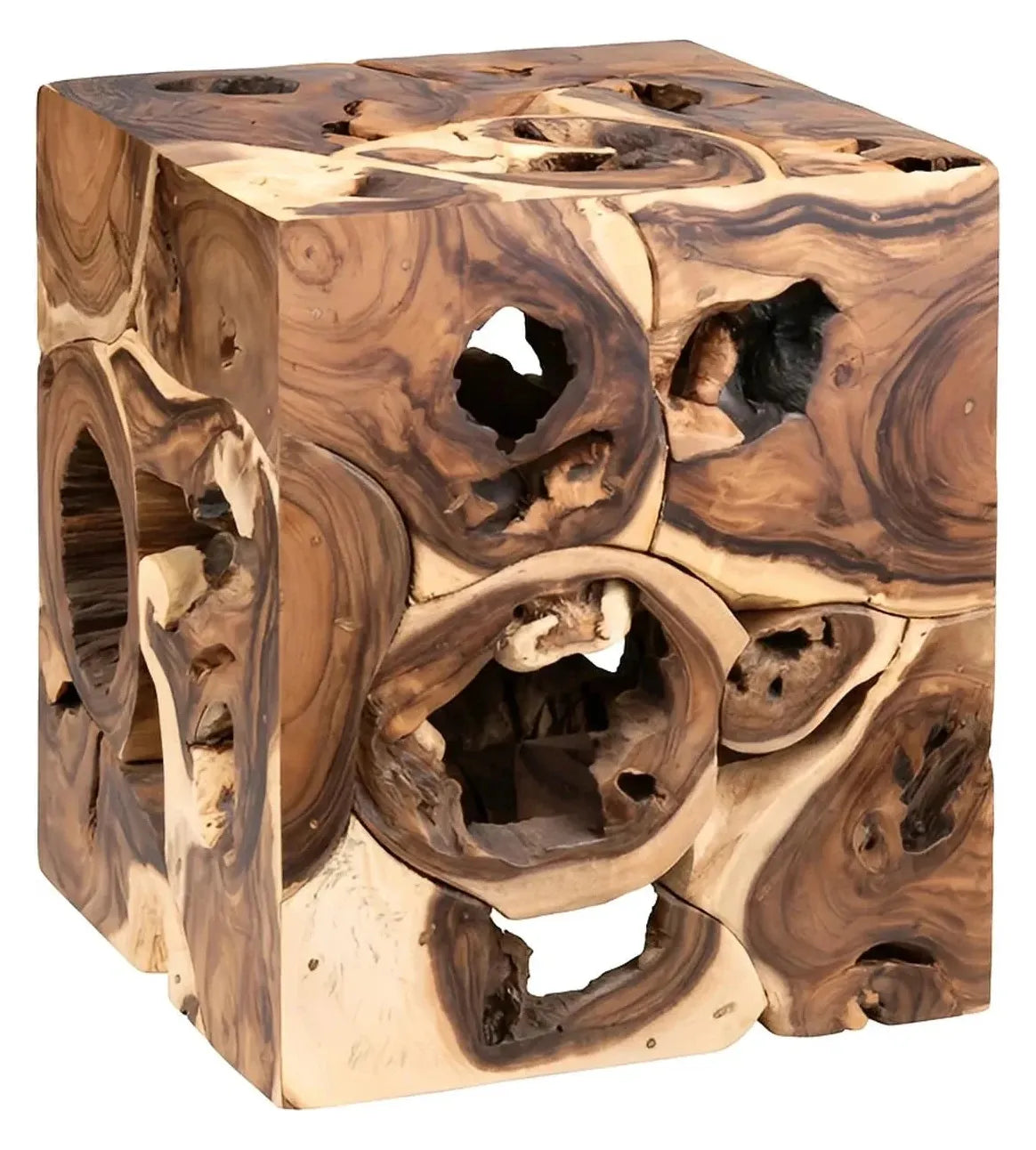 Ashcroft Organic Root Cube End Table – Natural Teak (Set of 2)