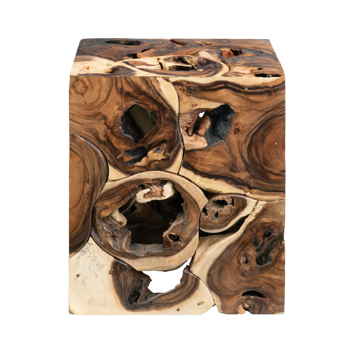 Ashcroft Organic Root Cube End Table – Natural Teak (Set of 2)