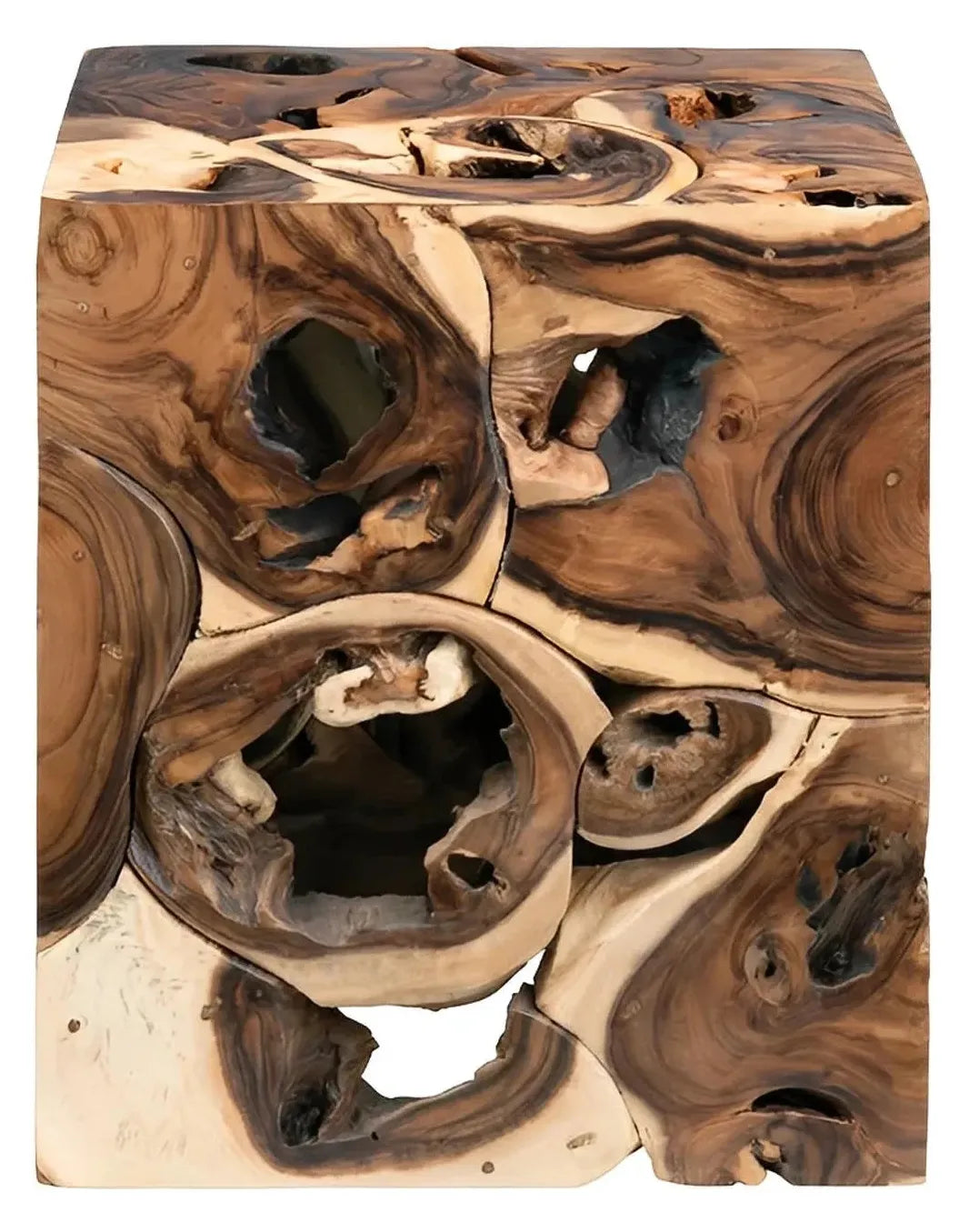 Ashcroft Organic Root Cube End Table – Natural Teak (Set of 2)