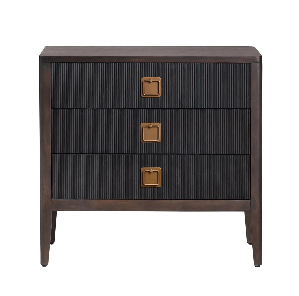 Robilio Black Nightstands (2-Pack), Veneer, Wood, Transitional, tapered legs, solid wood craftsmanship