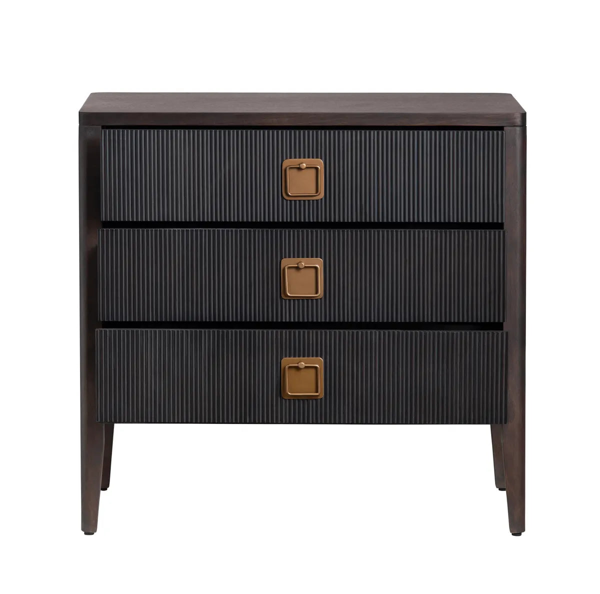 Robilio Black Nightstands (2-Pack), Veneer, Wood, Transitional, tapered legs, solid wood craftsmanship