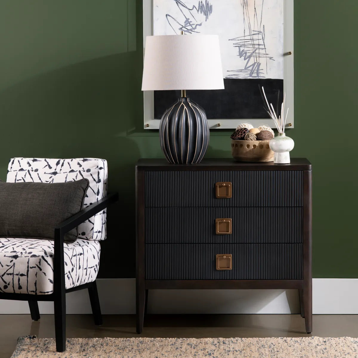 Robilio Black Nightstands (2-Pack), Veneer, Wood, Transitional, tapered legs, solid wood craftsmanship