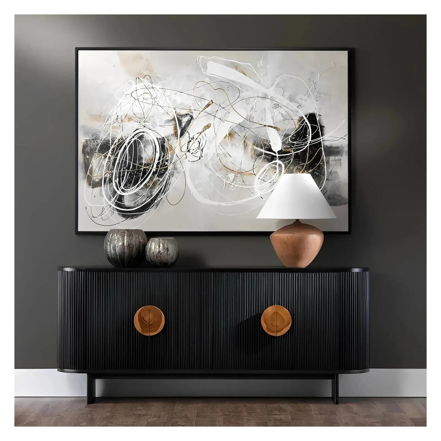Glenhaven Four-Door Sideboard - Black - Transitional