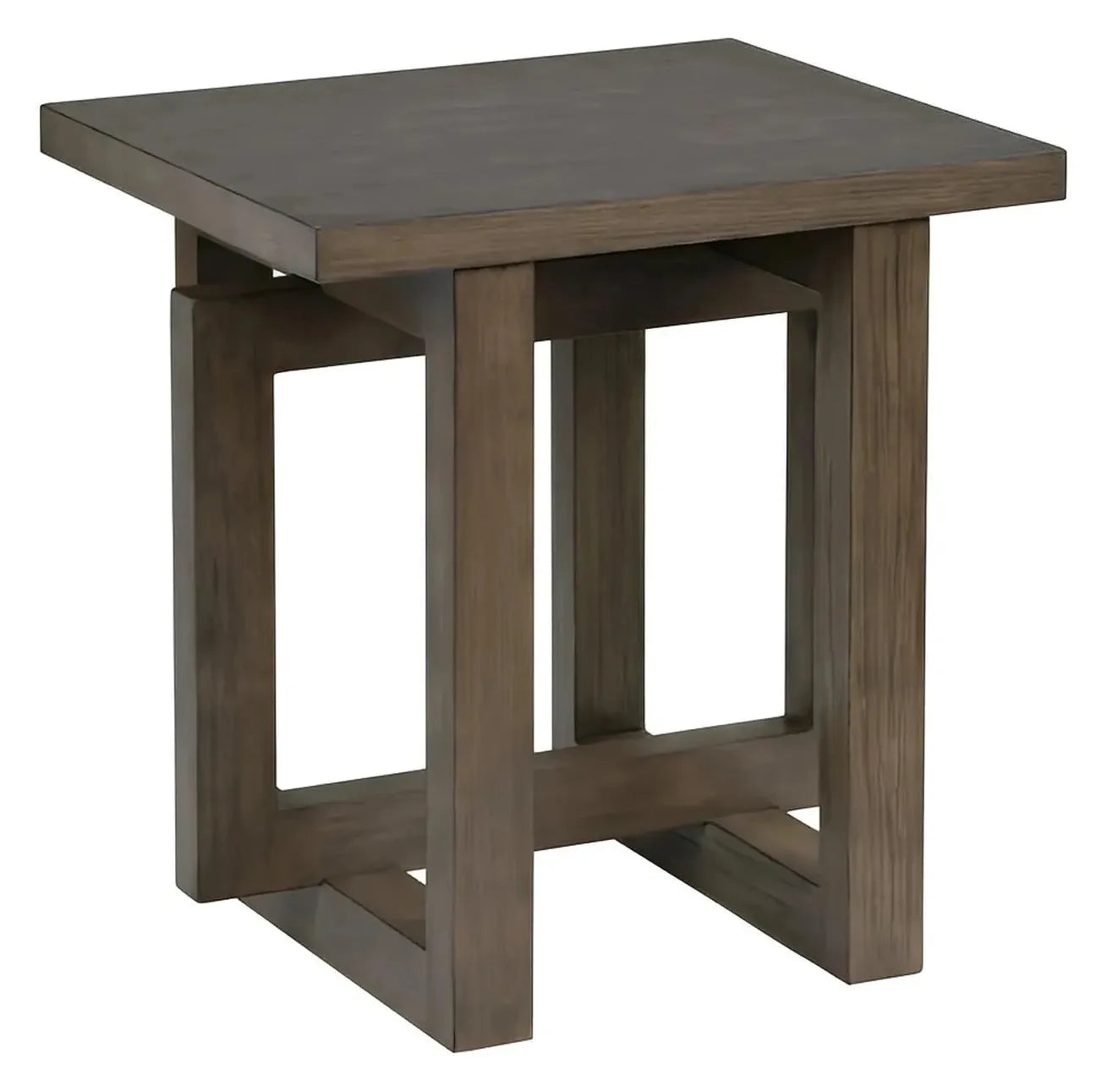 Radcliffe Square Cross-Base End Table – Dark Wood Finish (Set of 2)