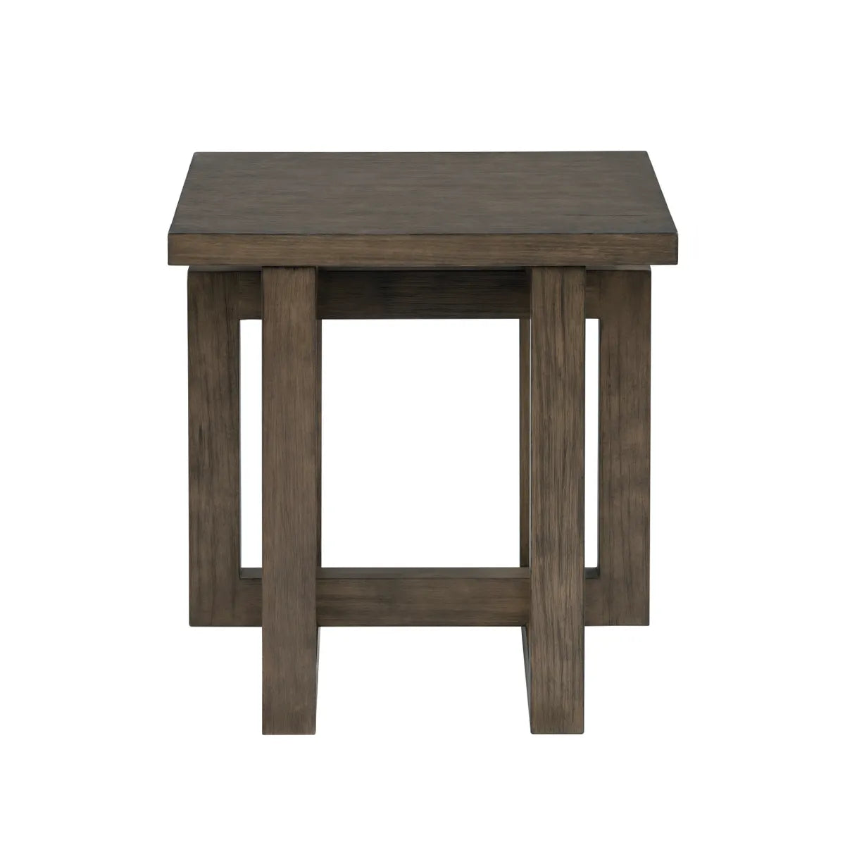 Radcliffe Square Cross-Base End Table – Dark Wood Finish (Set of 2)