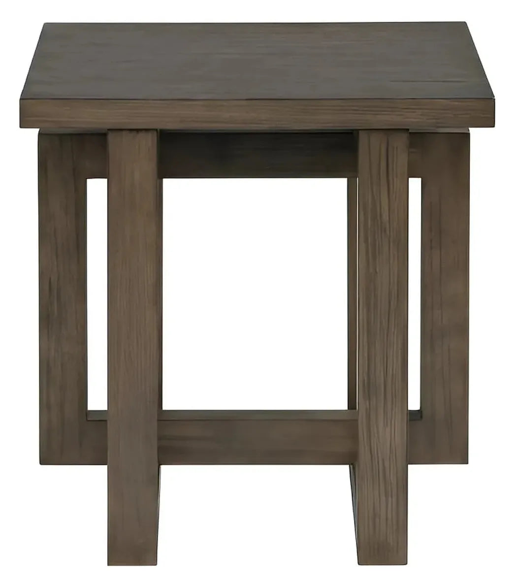 Radcliffe Square Cross-Base End Table – Dark Wood Finish (Set of 2)