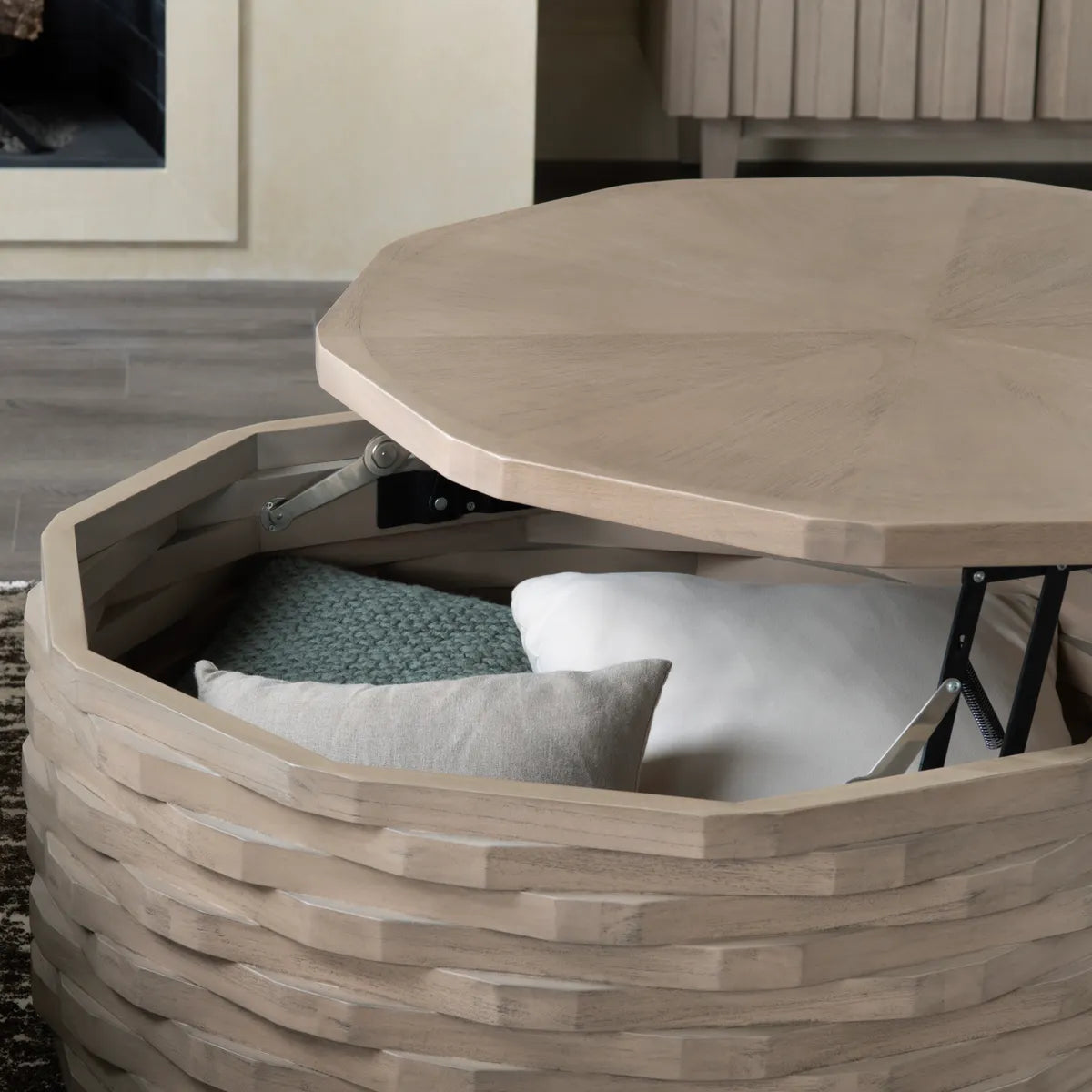 Wyndham Lift-Top Round Storage Cocktail or Coffee Table