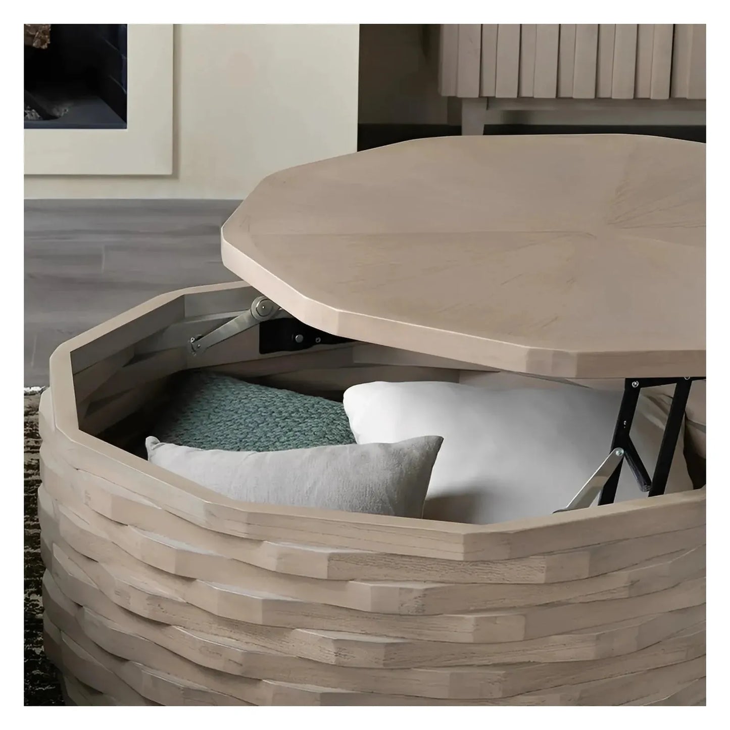 Wyndham Lift-Top Round Storage Cocktail or Coffee Table