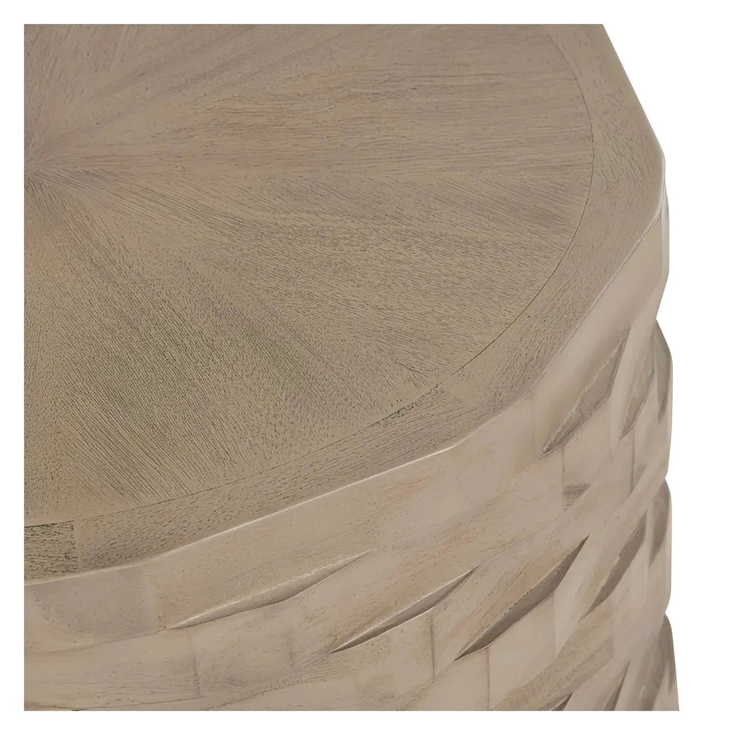 Wyndham Round Stacked Wood End Table – Sculpted Design (Set of 2)