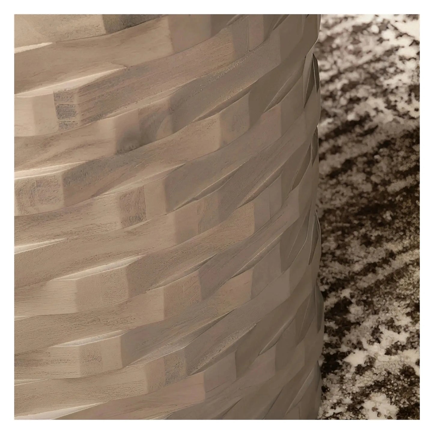 Wyndham Round Stacked Wood End Table – Sculpted Design (Set of 2)