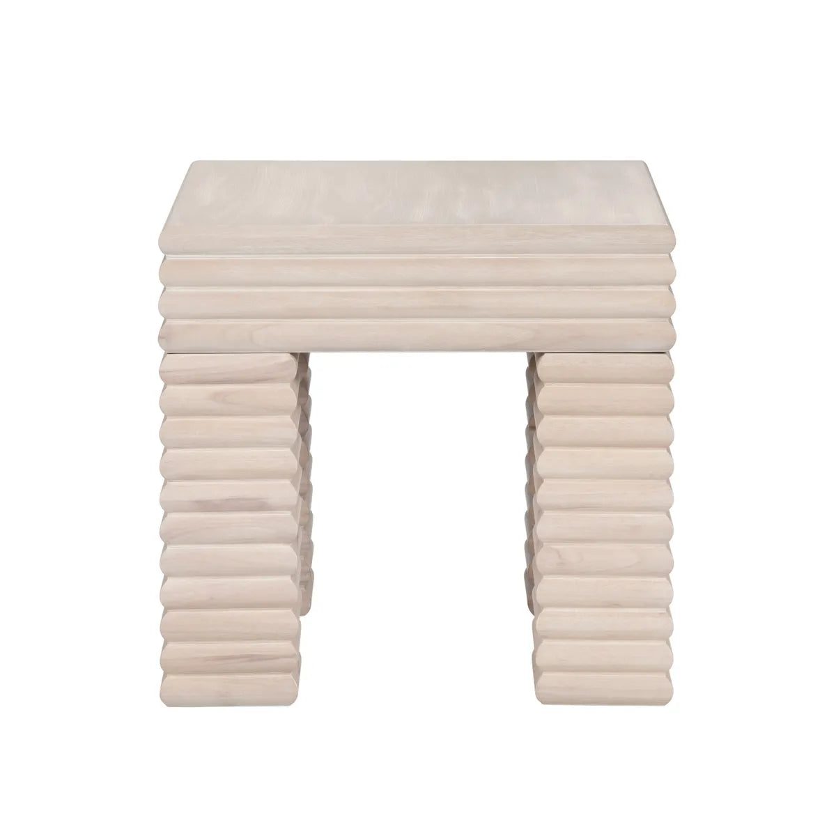 Wellington Square Ribbed Leg End Table – Whitewashed Finish (Set of 2)