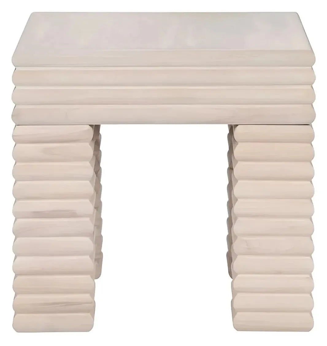 Wellington Square Ribbed Leg End Table – Whitewashed Finish (Set of 2)