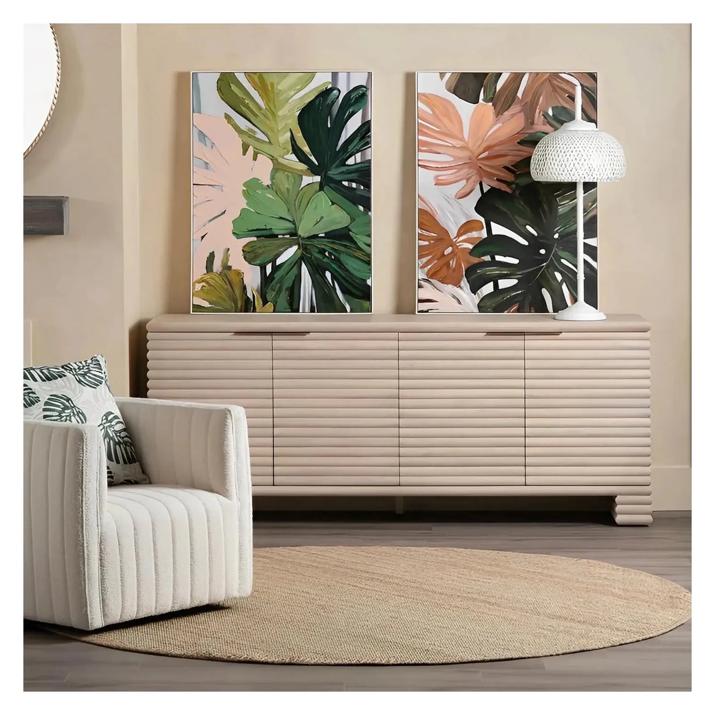 Mapleglen Four-Door Cabinet - Natural - Coastal, Transitional