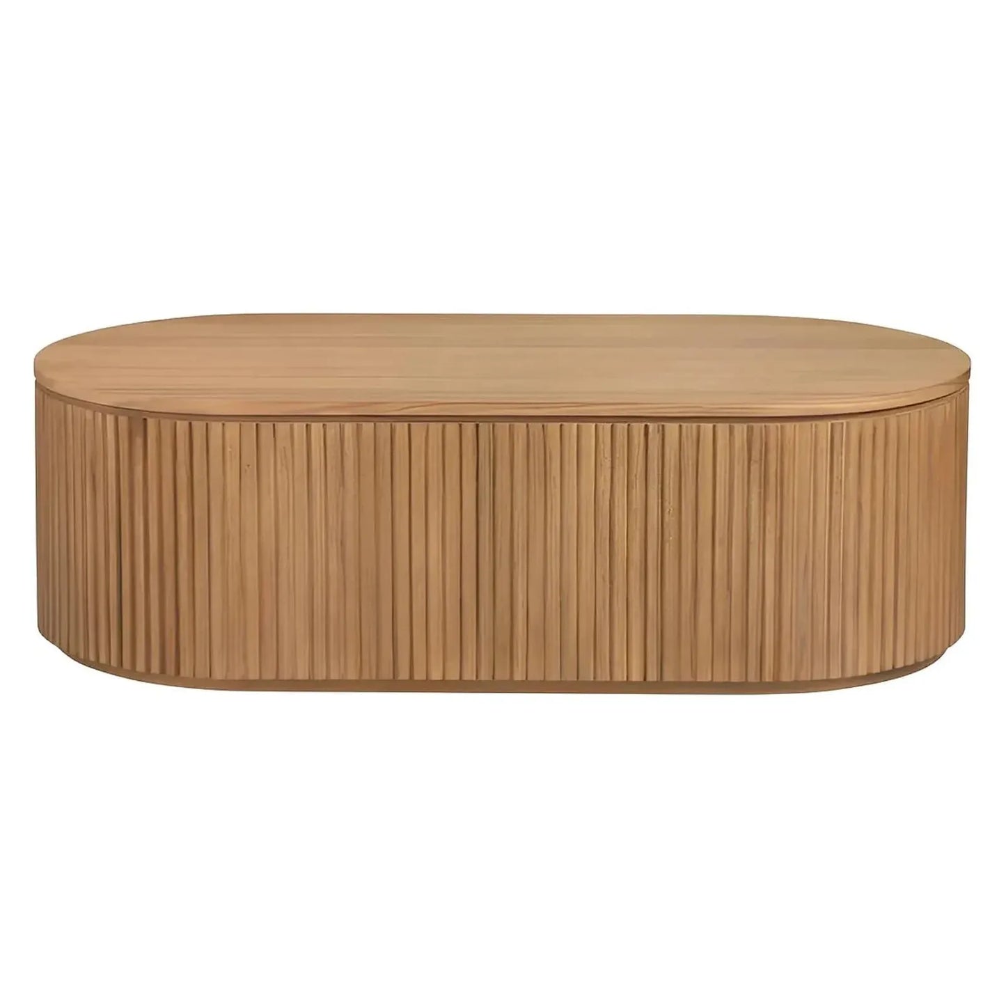 Covington Oval Slatted Drum Cocktail or Coffee Table