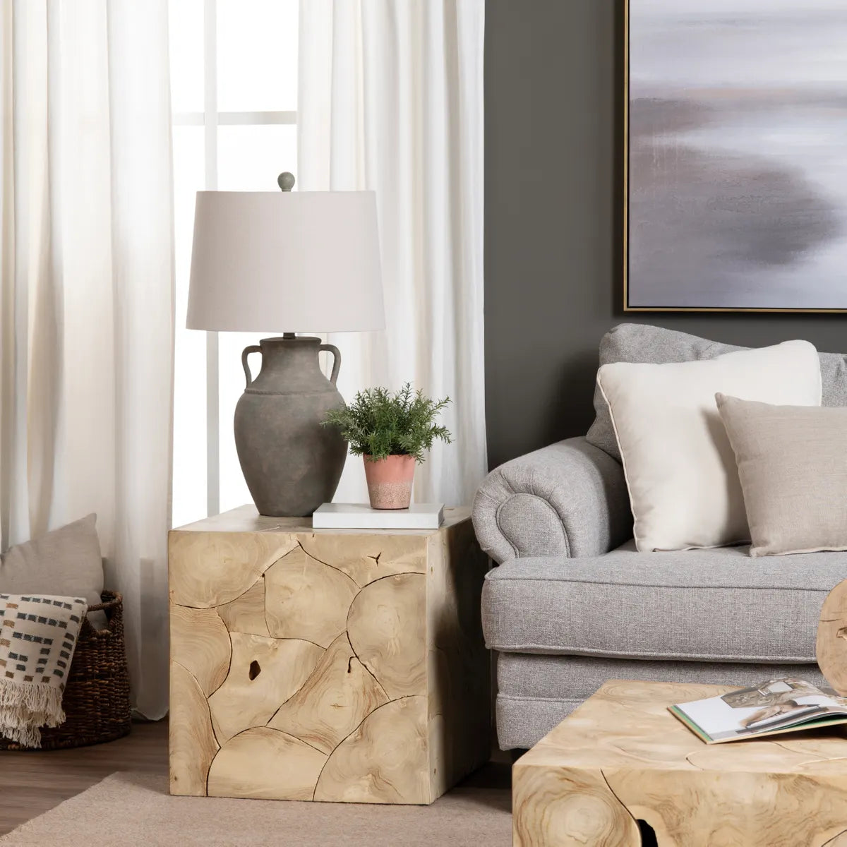 Whitmore Root-Inspired Cube End Table – Light Natural (Set of 2)