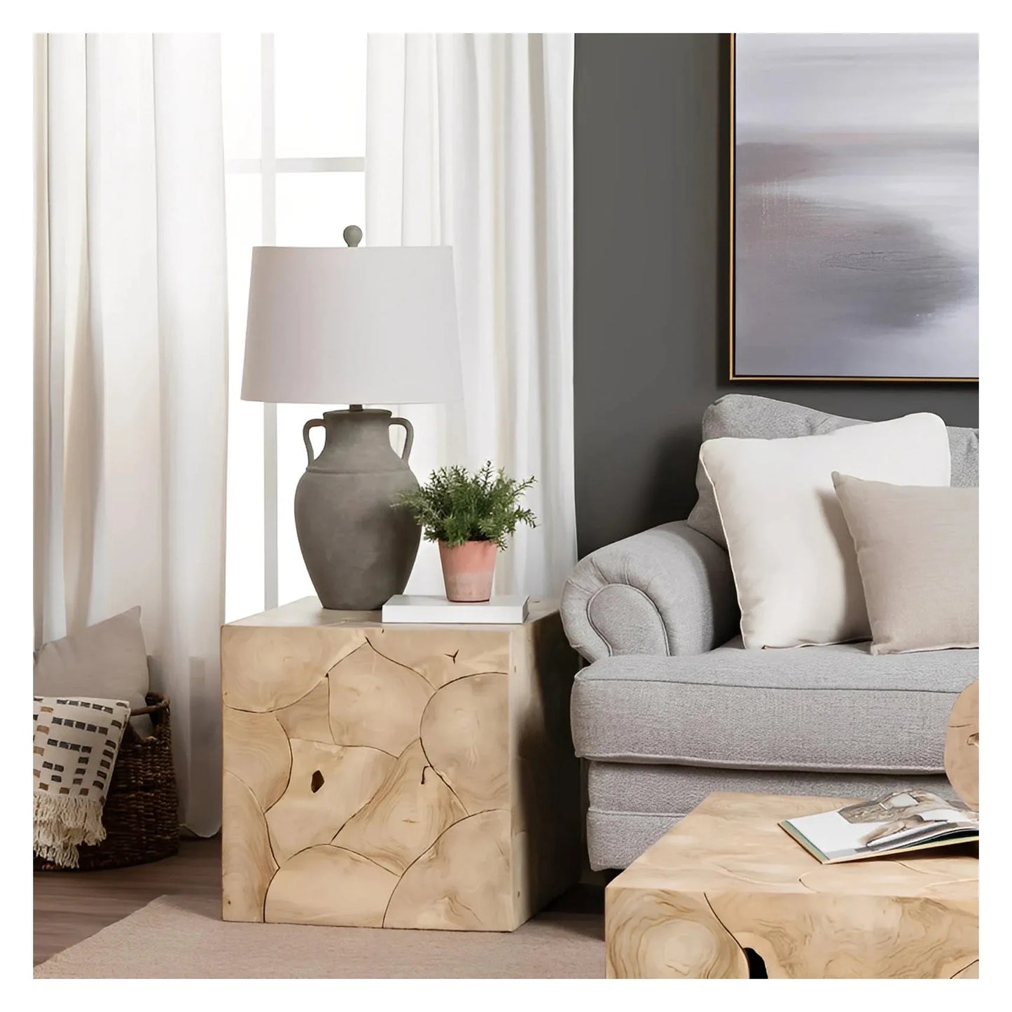 Whitmore Root-Inspired Cube End Table – Light Natural (Set of 2)