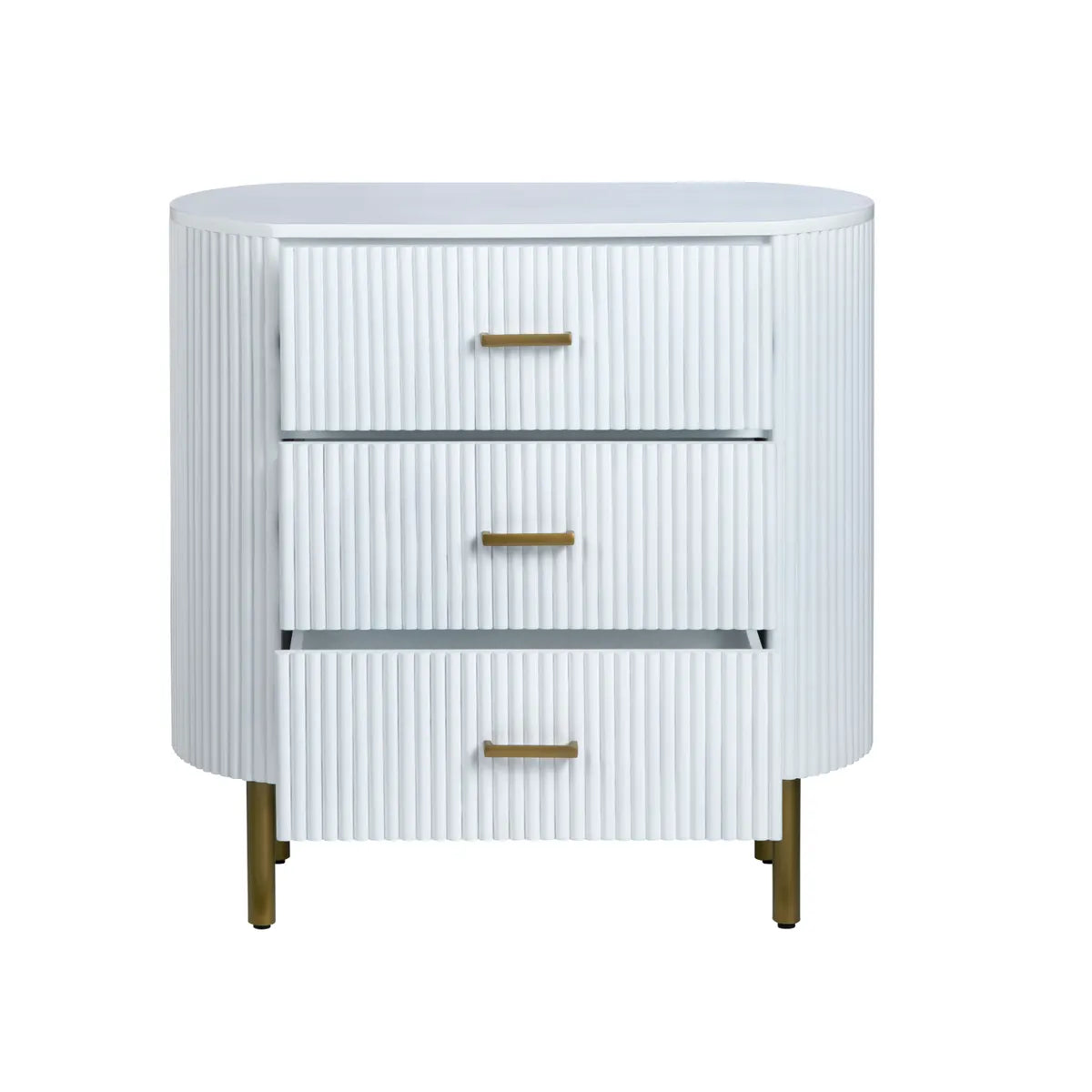 Camden Painted White Nightstands (2-Pack) Transitional, tapered legs, felt-lined top drawers