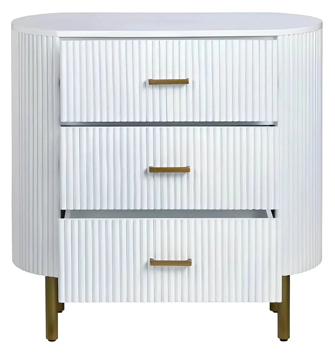 Camden Painted White Nightstands (2-Pack) Transitional, tapered legs, felt-lined top drawers