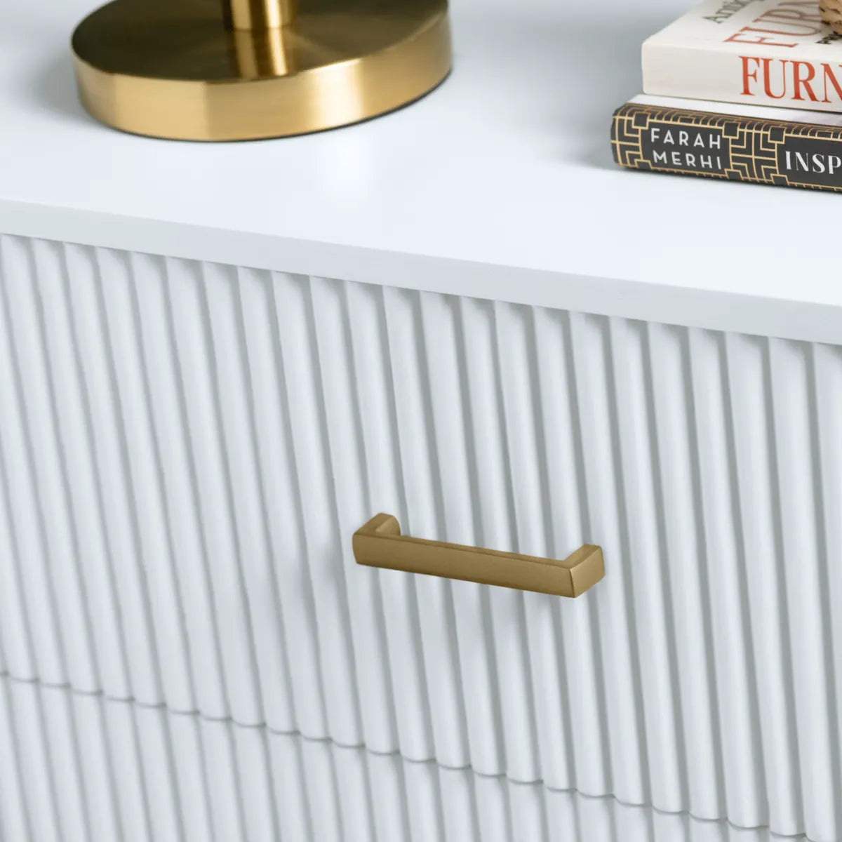 Camden Painted White Nightstands (2-Pack) Transitional, tapered legs, felt-lined top drawers