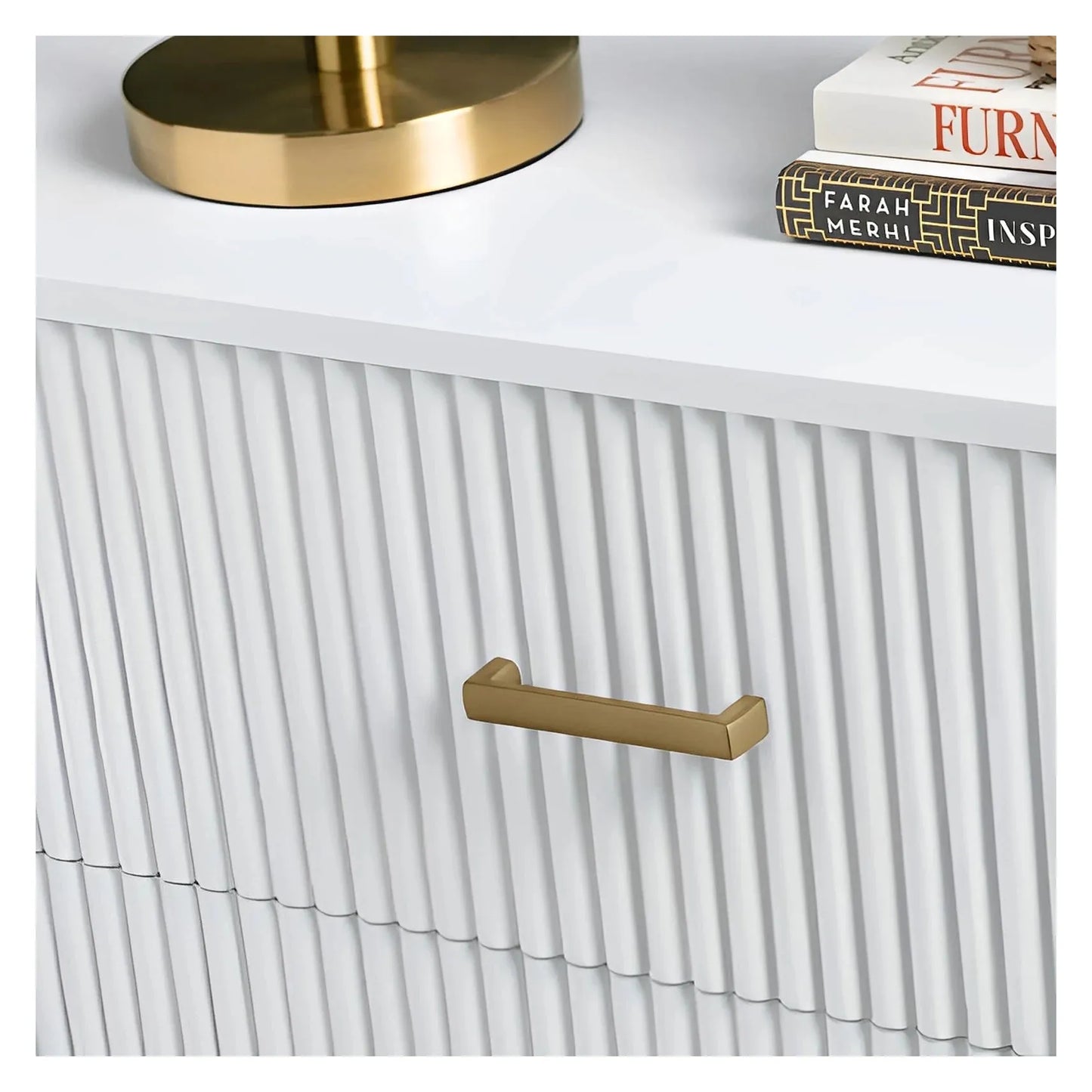 Camden Painted White Nightstands (2-Pack) Transitional, tapered legs, felt-lined top drawers