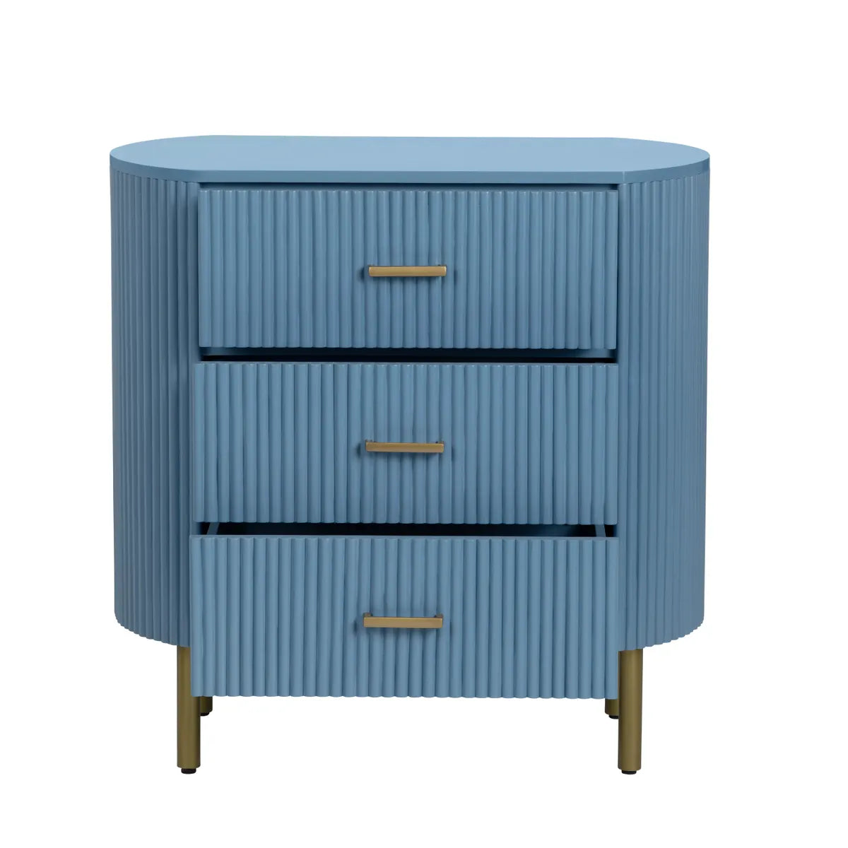 Mystic Painted Blue Nightstands (2-Pack) Transitional, tapered legs, felt-lined top drawers