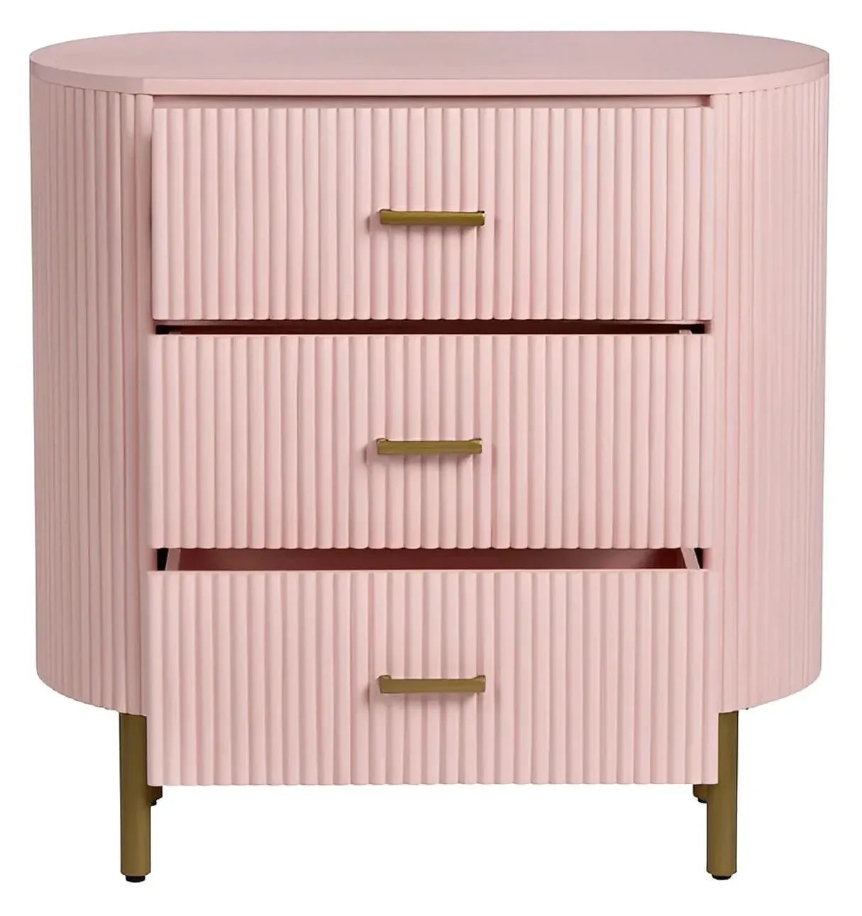 New Paltz Painted Pink Nightstands (2-Pack) Transitional, tapered legs, felt-lined top drawers