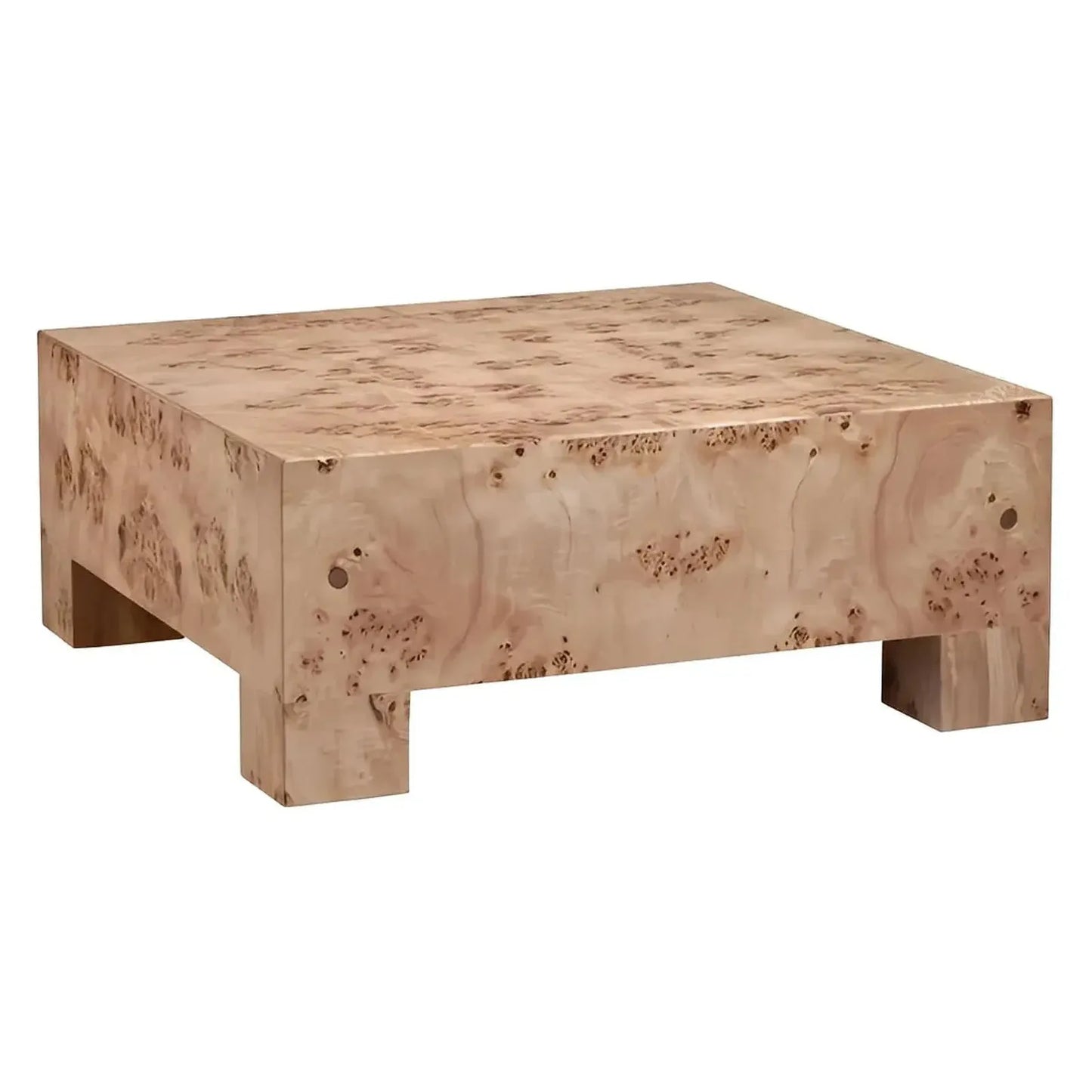 Kensington Burl Wood Veneer Block Cocktail or Coffee Table
