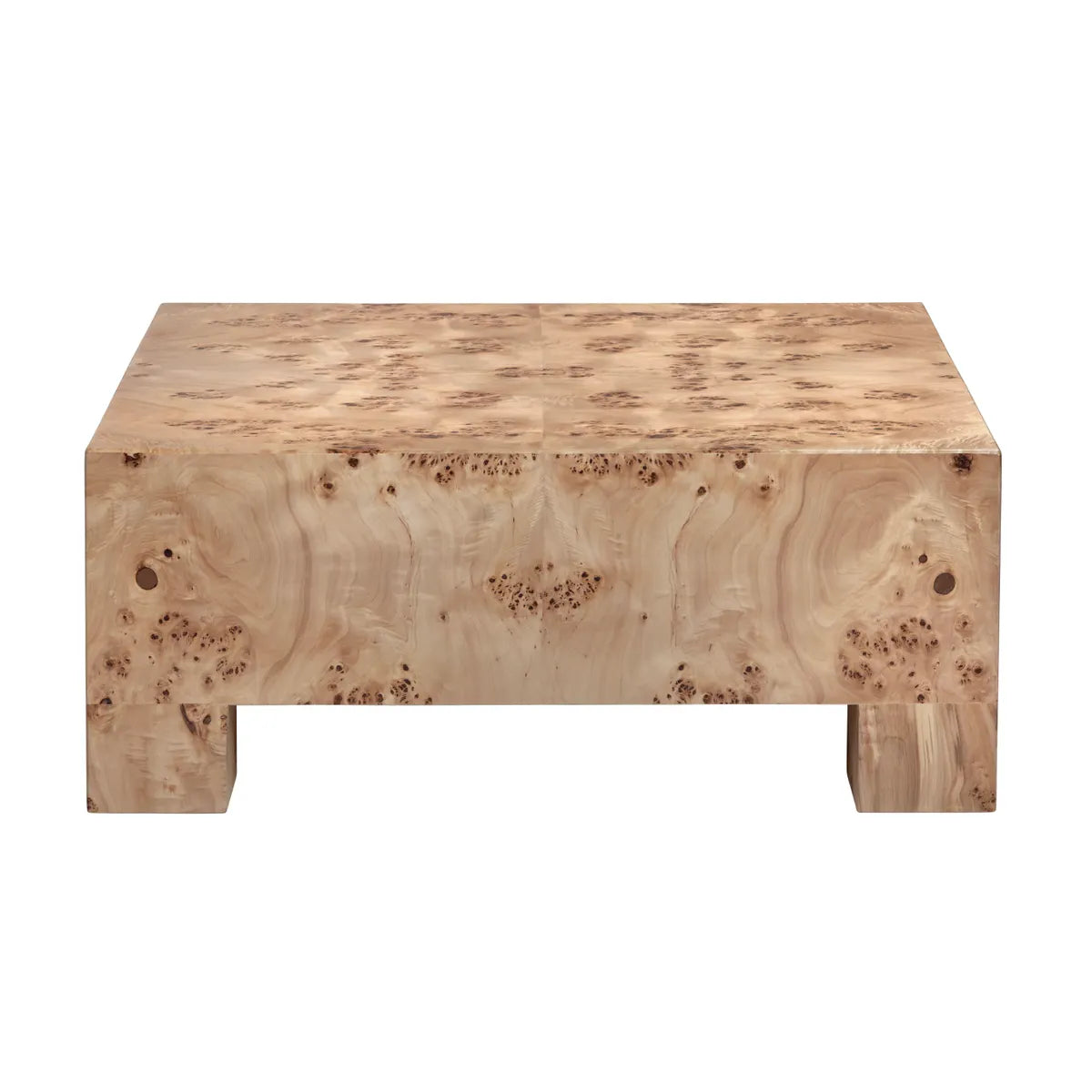 Kensington Burl Wood Veneer Block Cocktail or Coffee Table