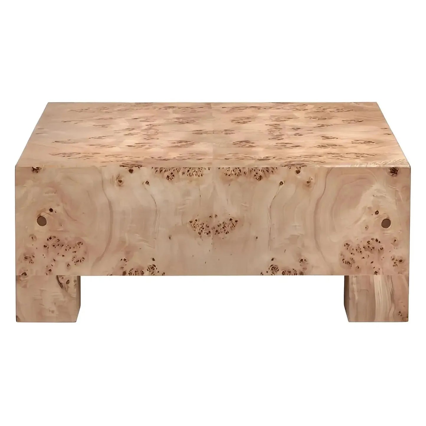 Kensington Burl Wood Veneer Block Cocktail or Coffee Table