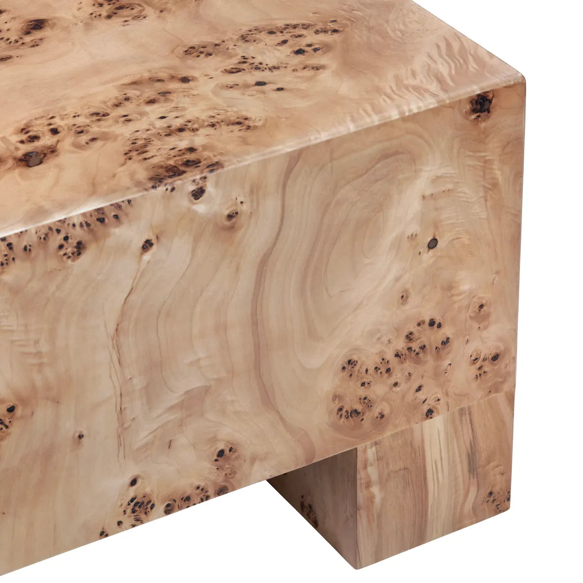 Kensington Burl Wood Veneer Block Cocktail or Coffee Table
