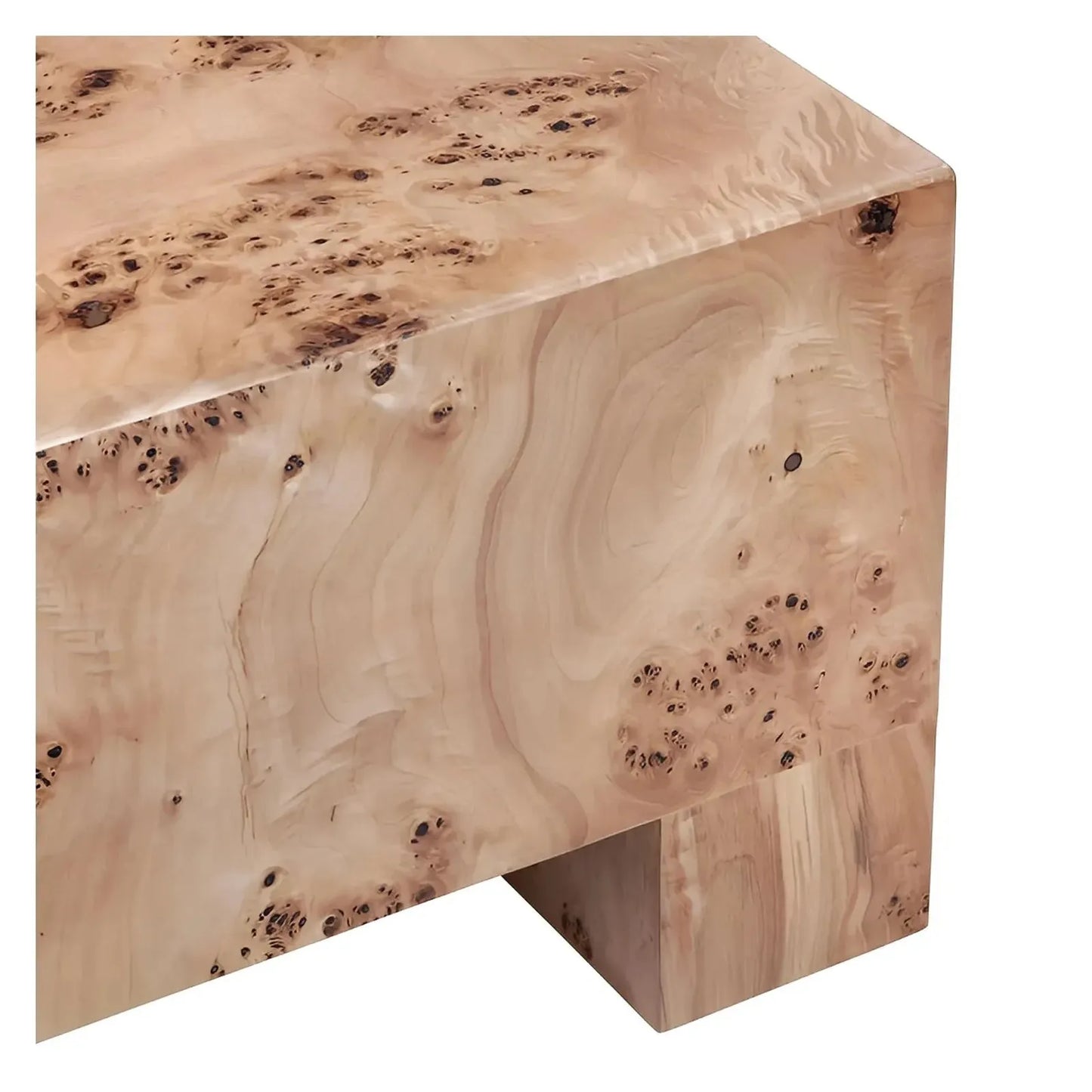 Kensington Burl Wood Veneer Block Cocktail or Coffee Table